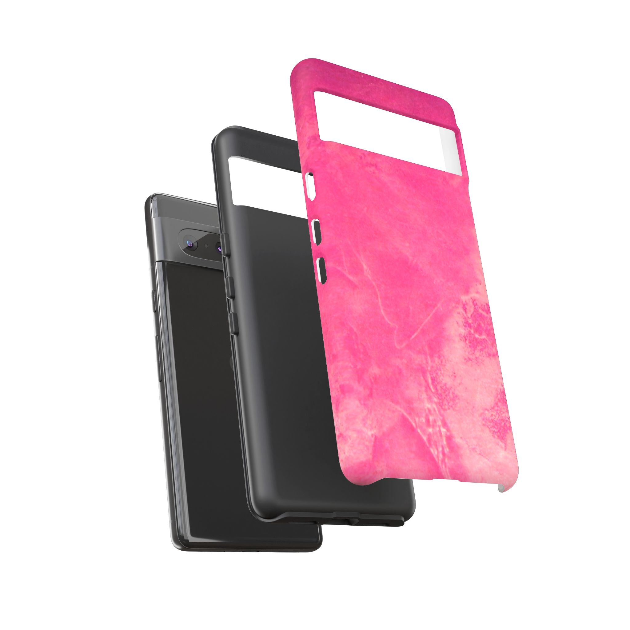 phone case in glossy or matte Hot Pink Marble Design with UV and impact resistance protection