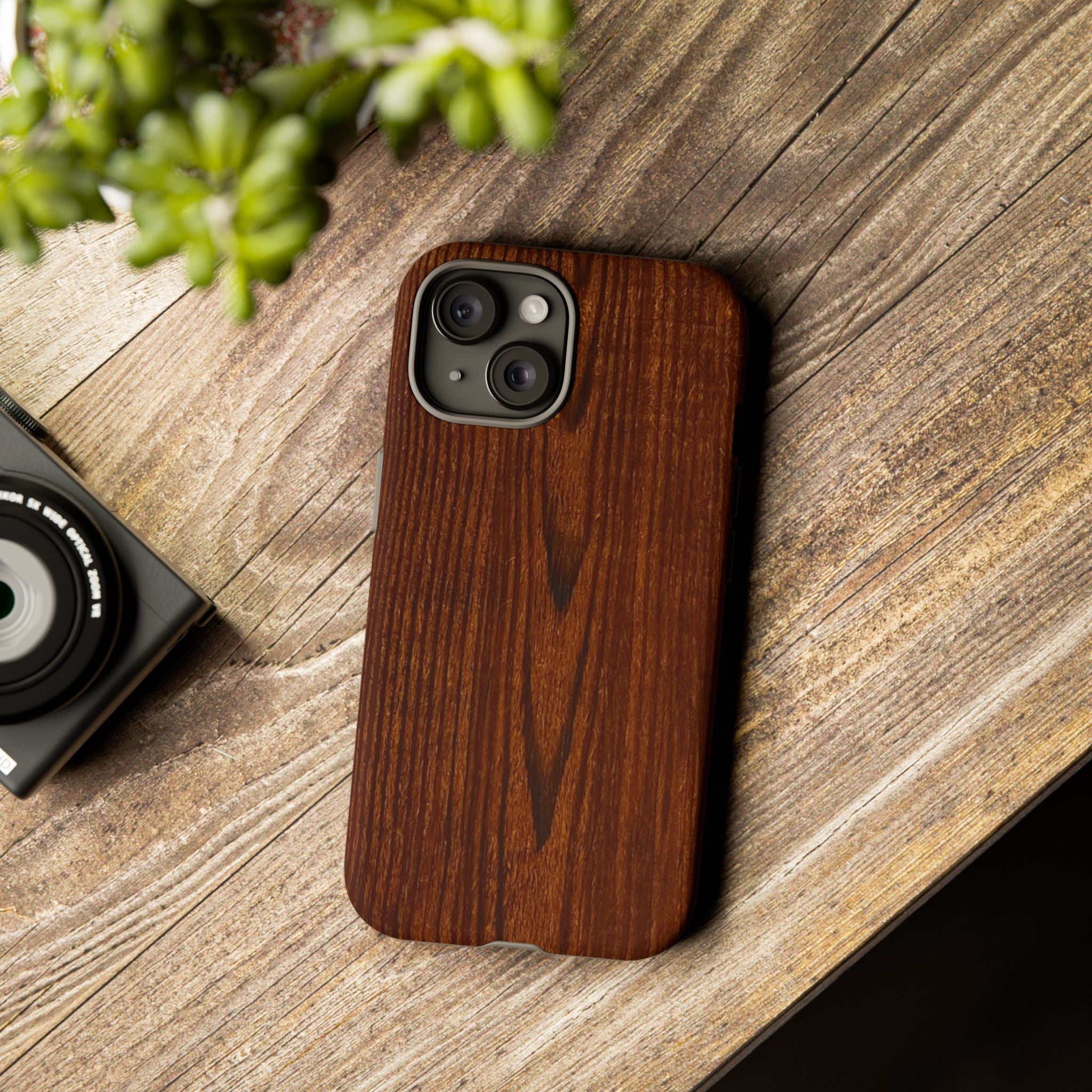 Phone Case in Fine Wood Grain Design with rustic, rugged good looks with toughness and durability for UV and impact resistance protection