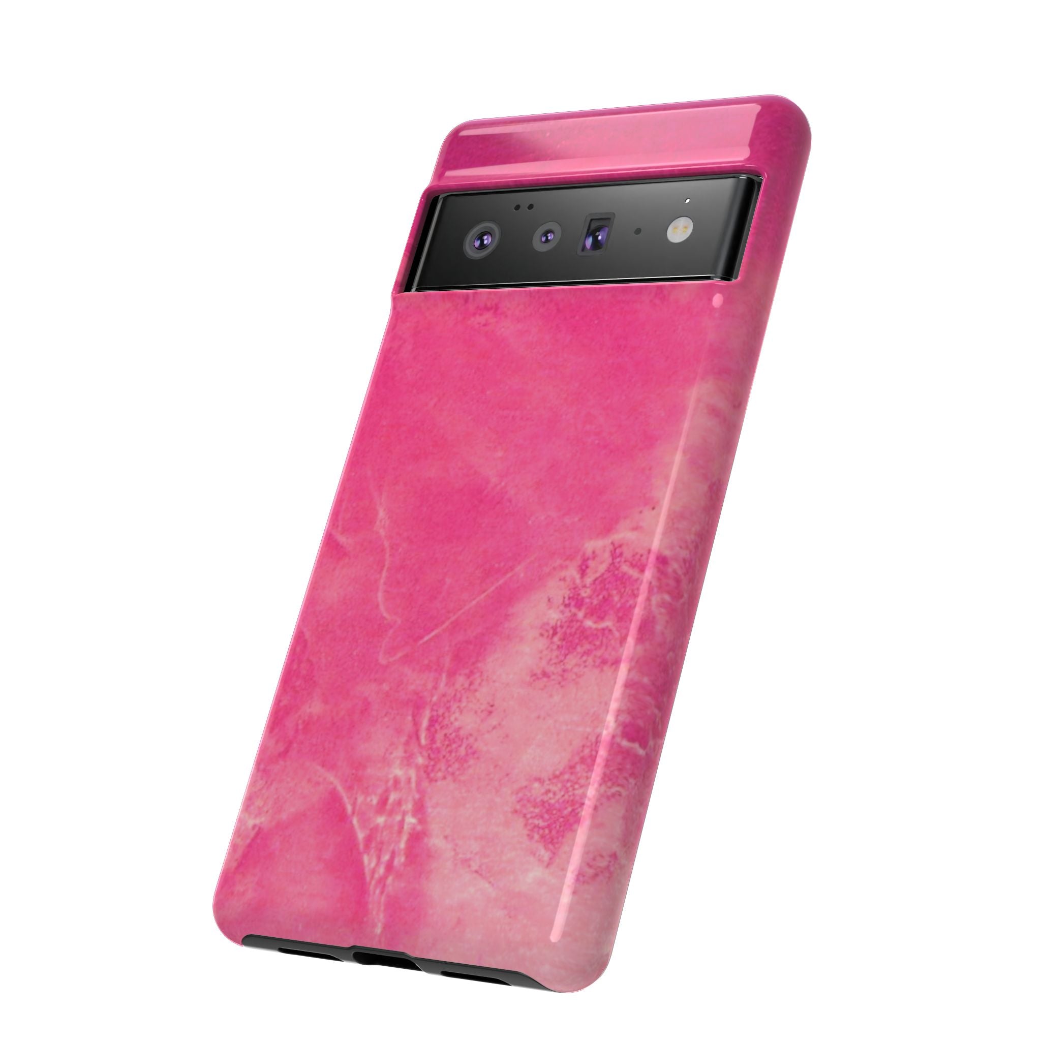 phone case in glossy or matte Hot Pink Marble Design with UV and impact resistance protection