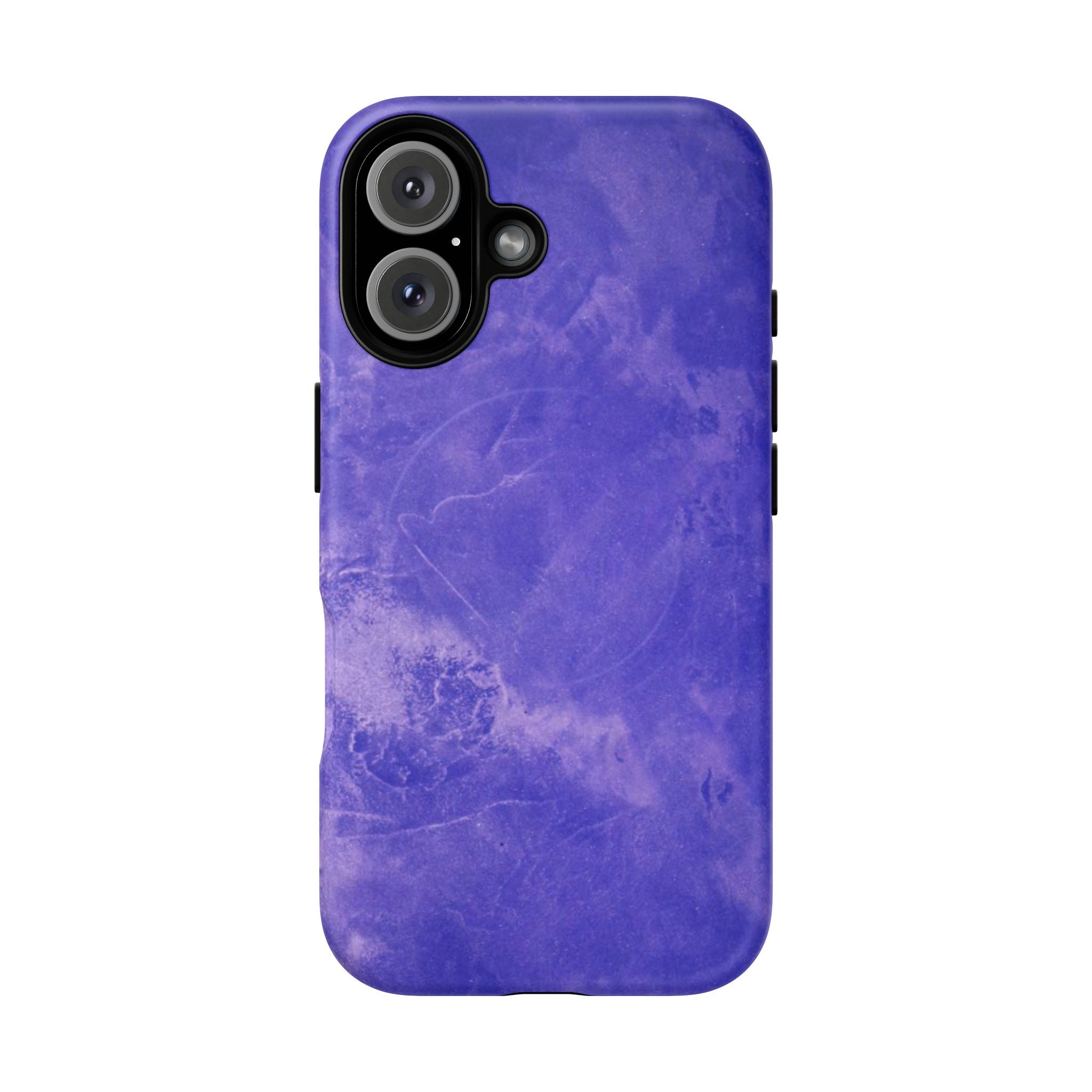 Magnetic iphone case in Blue abstract design with dual layers for toughness and  compatible with MagSafe Accessories