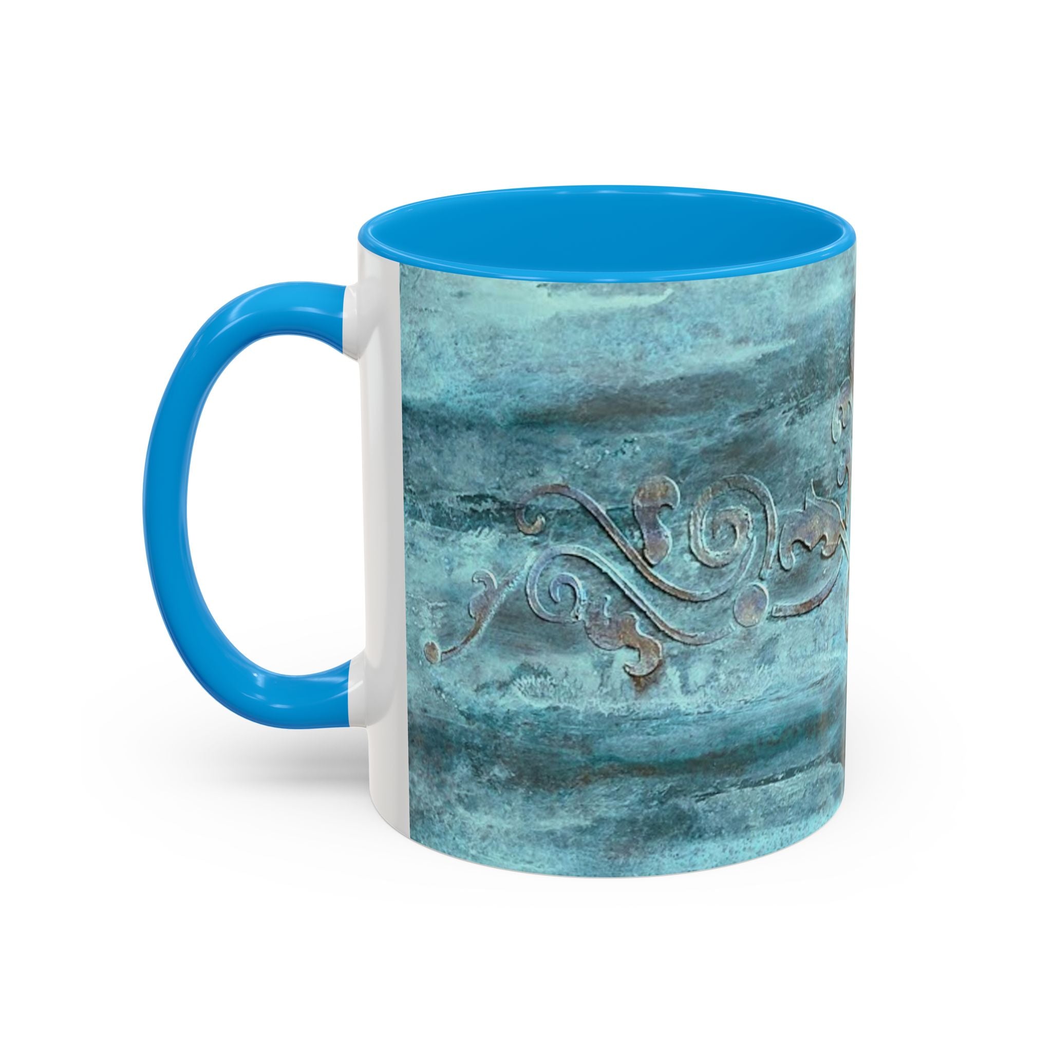 Mugs - Artistically painted with scrolled design 15oz & 11oz by Studio Blitz