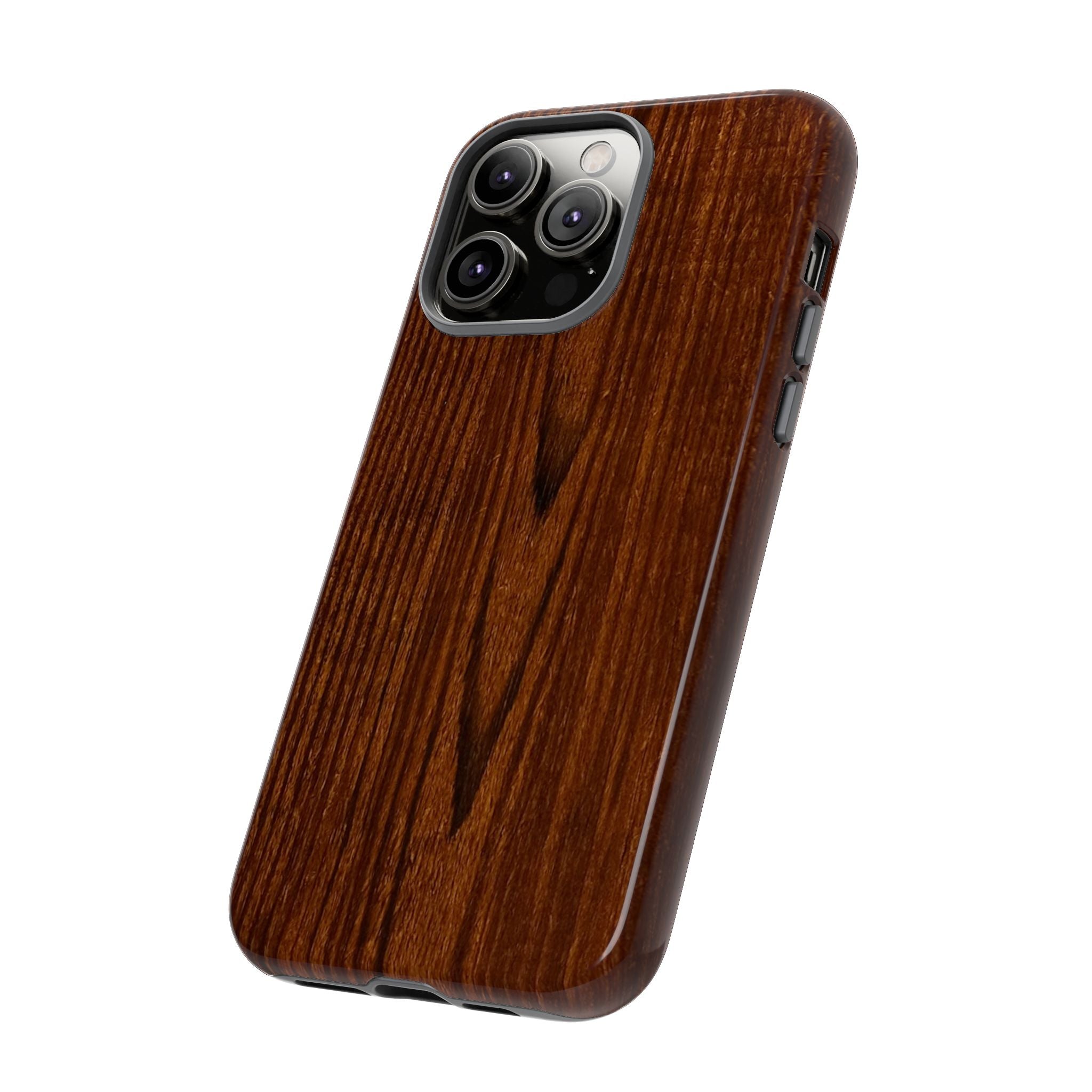 Phone Case in Fine Wood Grain Design with rustic, rugged good looks with toughness and durability for UV and impact resistance protection