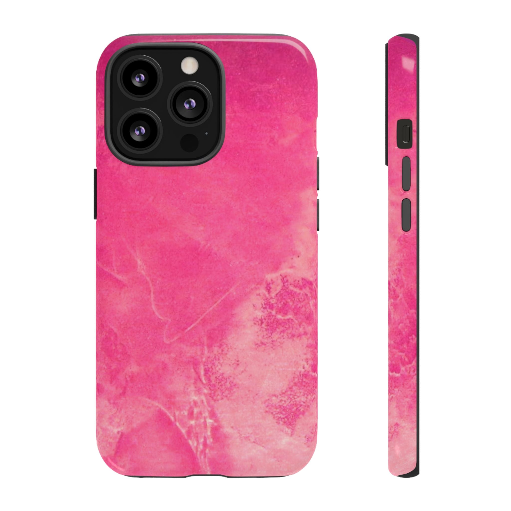 phone case in glossy or matte Hot Pink Marble Design with UV and impact resistance protection