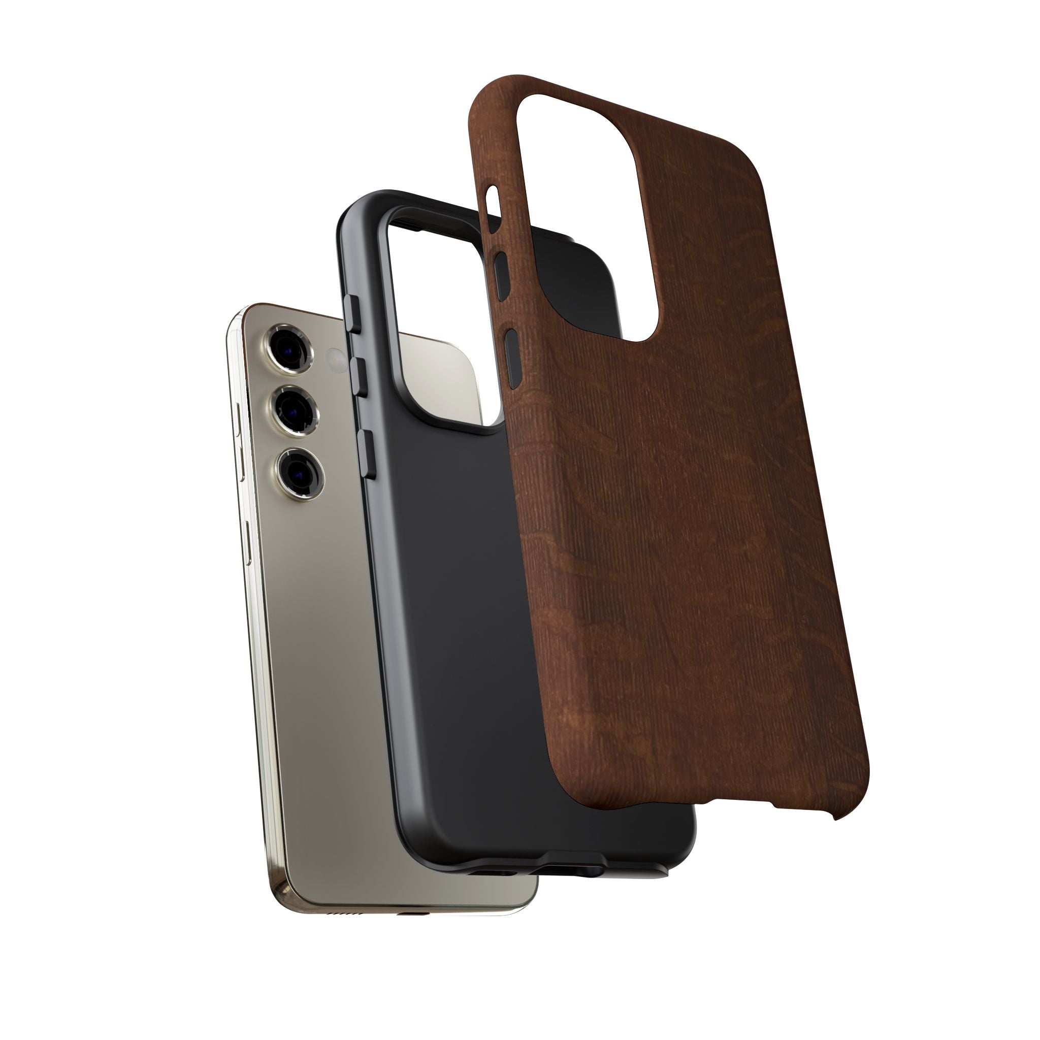 Phone case with 3D Wrap Unique Wood Grain Design - Tough and Durable in Glossy or Matte finish