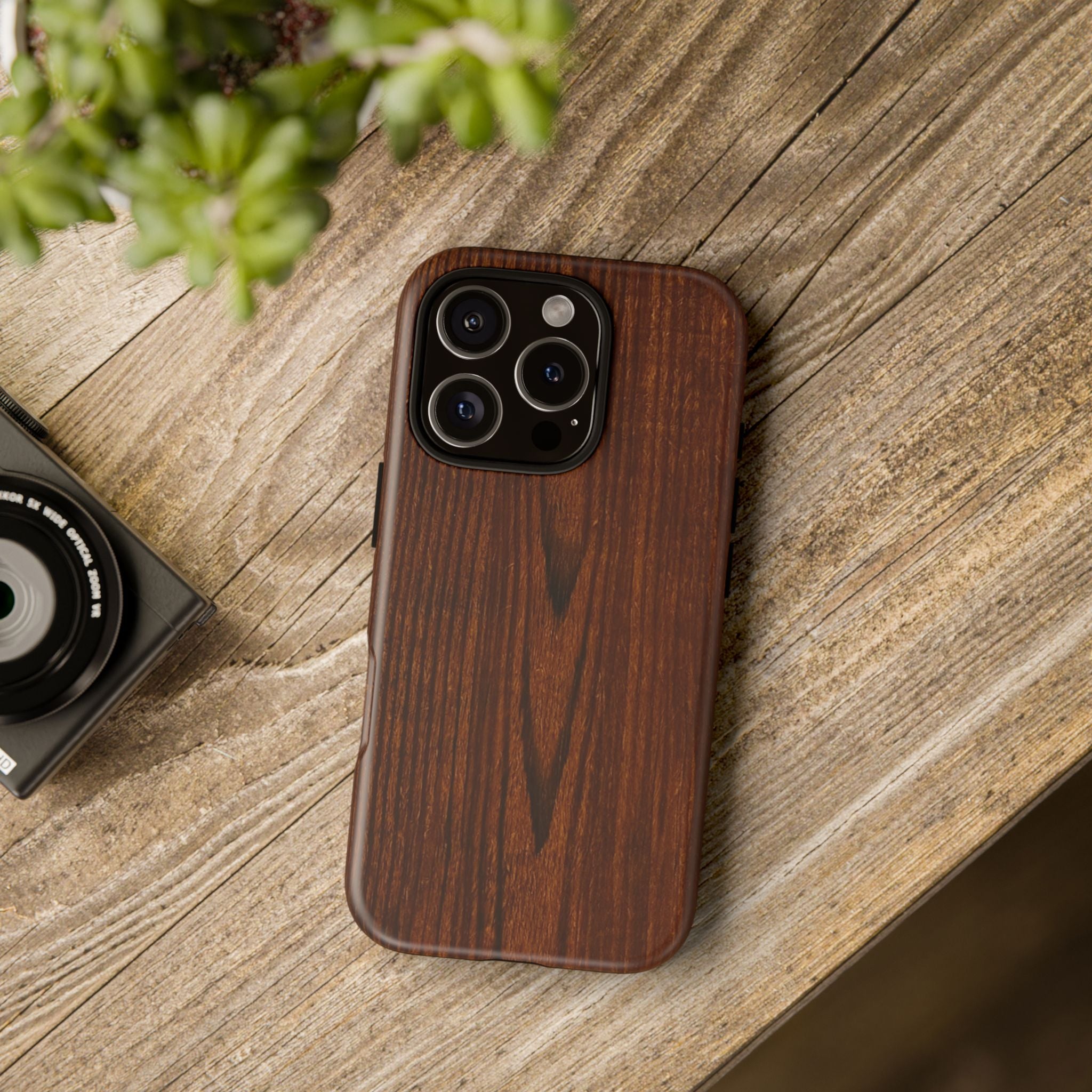 Phone Case in Fine Wood Grain Design with rustic, rugged good looks with toughness and durability for UV and impact resistance protection