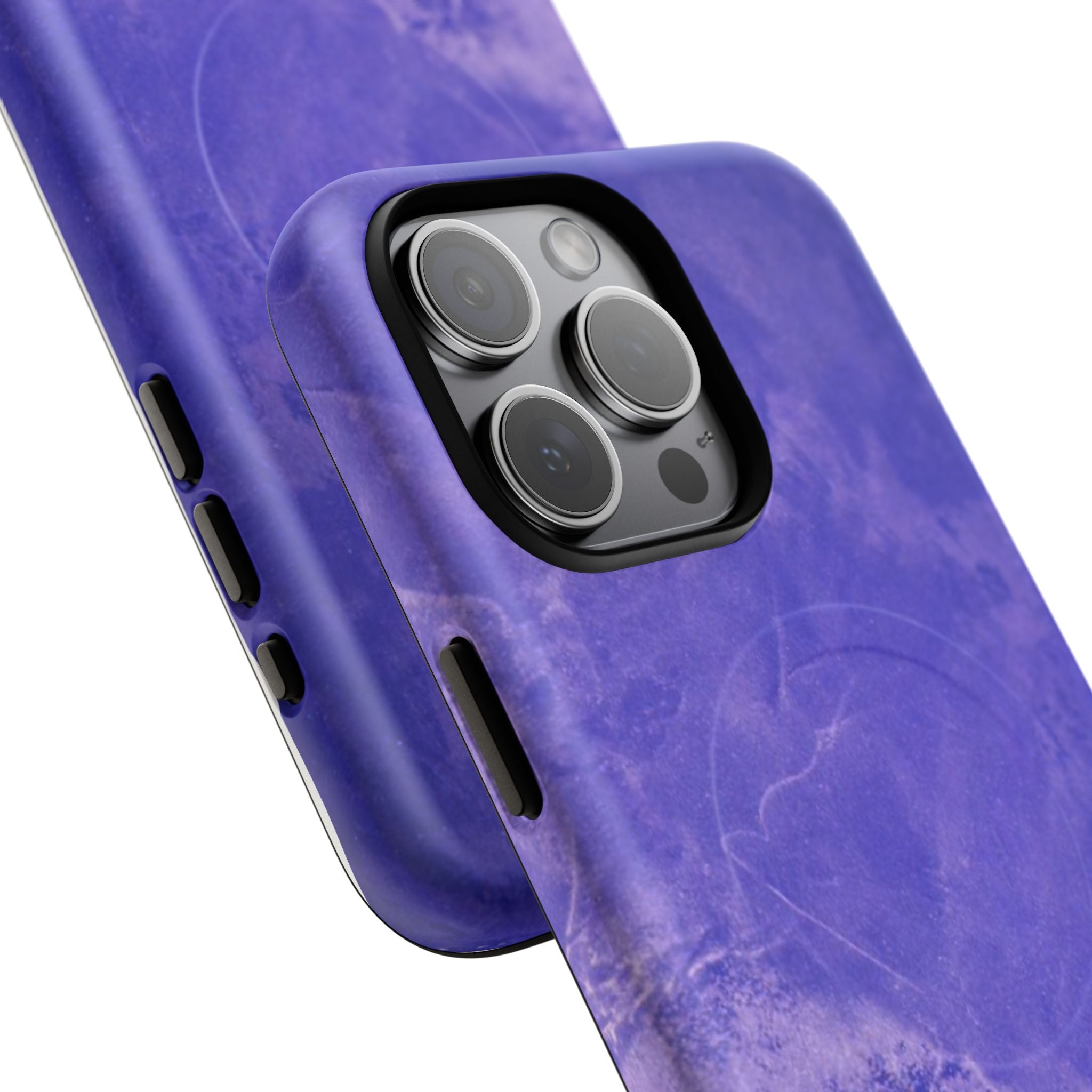 Magnetic iphone case in Blue abstract design with dual layers for toughness and  compatible with MagSafe Accessories