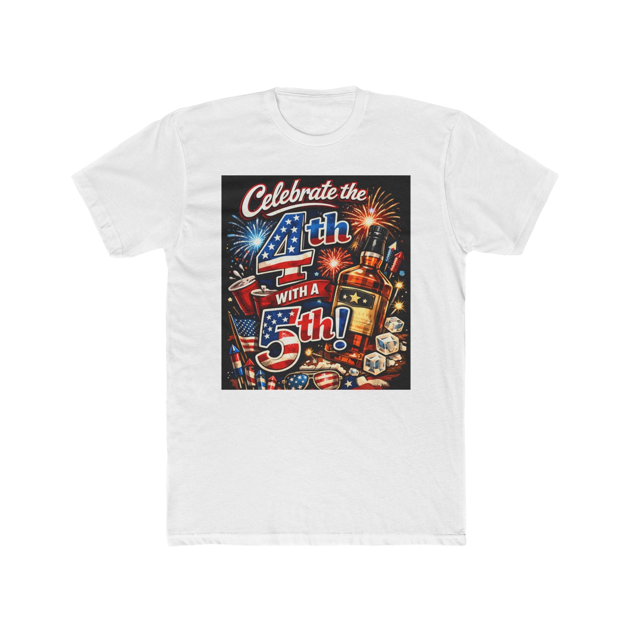 4th of July Beer T-Shirt — "Celebrate the 4th with a 5th" Patriotic BBQ Tee
