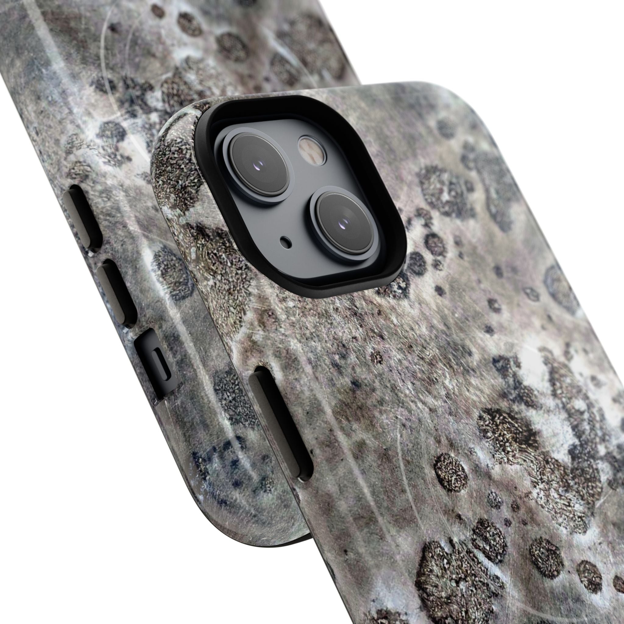 Magnetic iphone case with a Lunar Moon Rock Design is as tough as it looks with 2 layer shell compatible with MagSafe Accessories