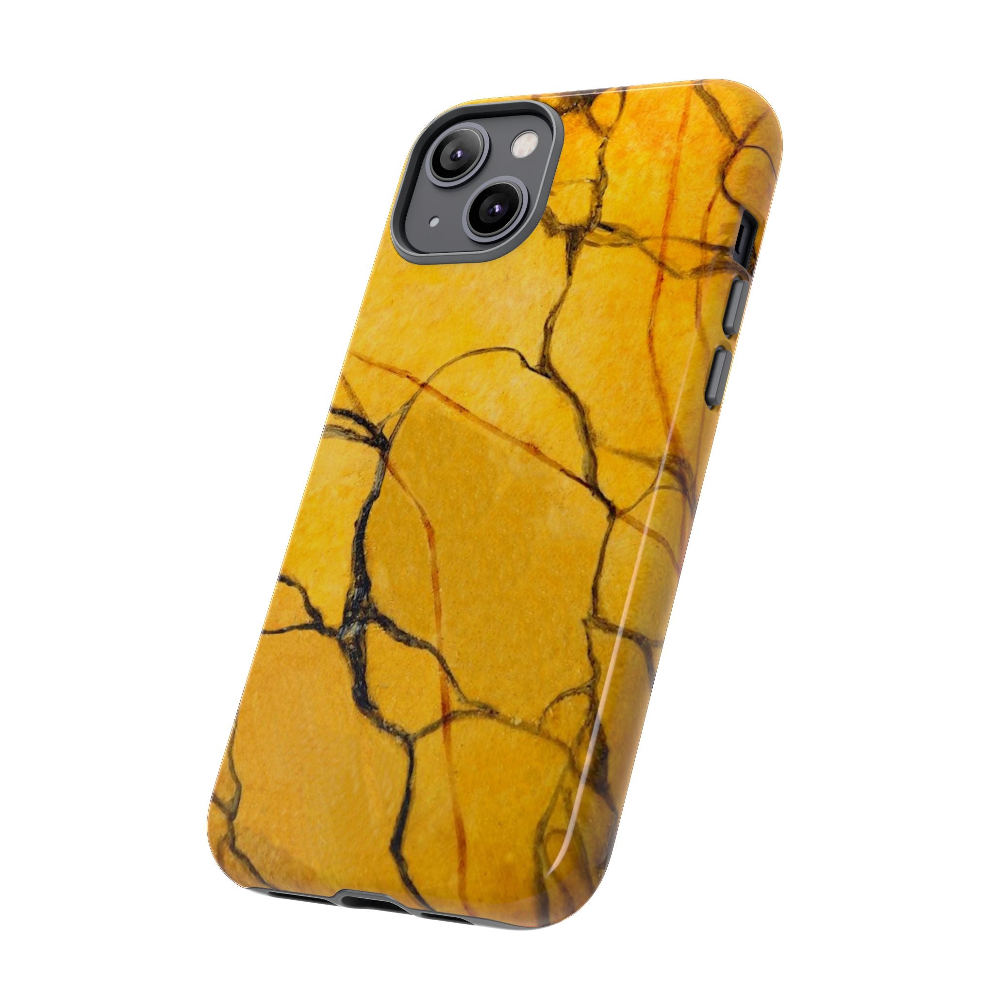  phone case in eye catching gold marble design in glossy or matte finish with silicone lining and hard shell for impact and UV resistance