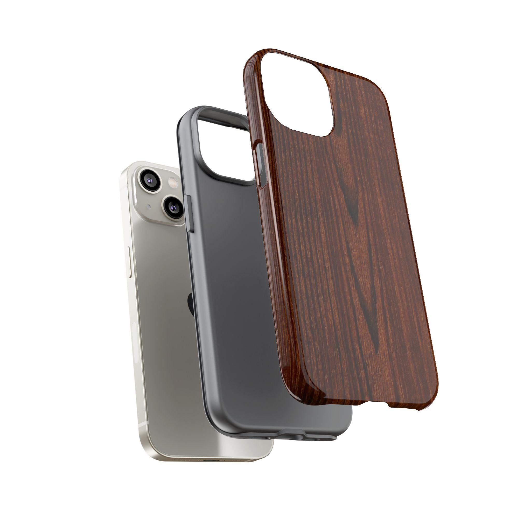 Phone Case in Fine Wood Grain Design with rustic, rugged good looks with toughness and durability for UV and impact resistance protection