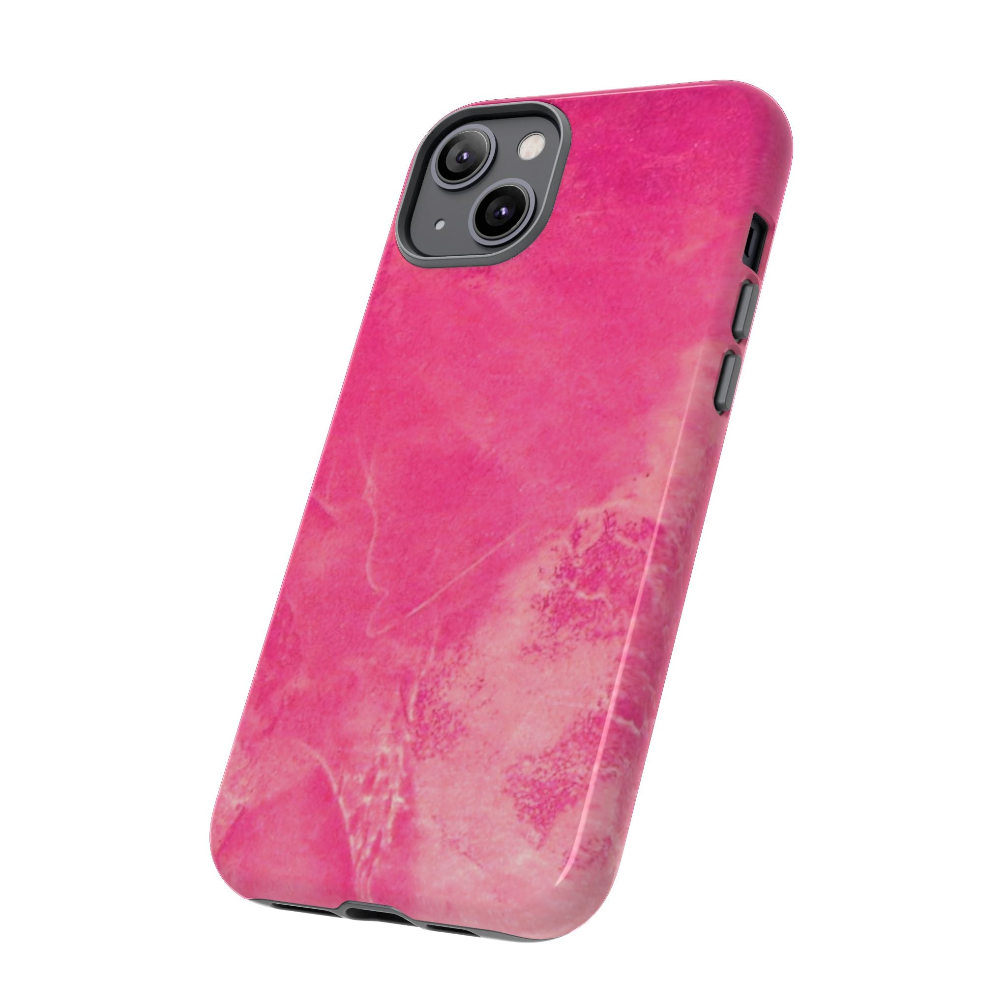 phone case in glossy or matte Hot Pink Marble Design with UV and impact resistance protection