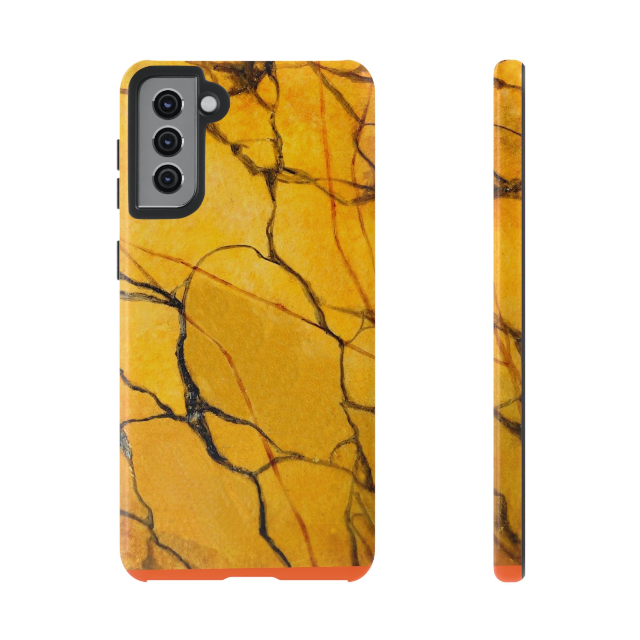  phone case in eye catching gold marble design in glossy or matte finish with silicone lining and hard shell for impact and UV resistance