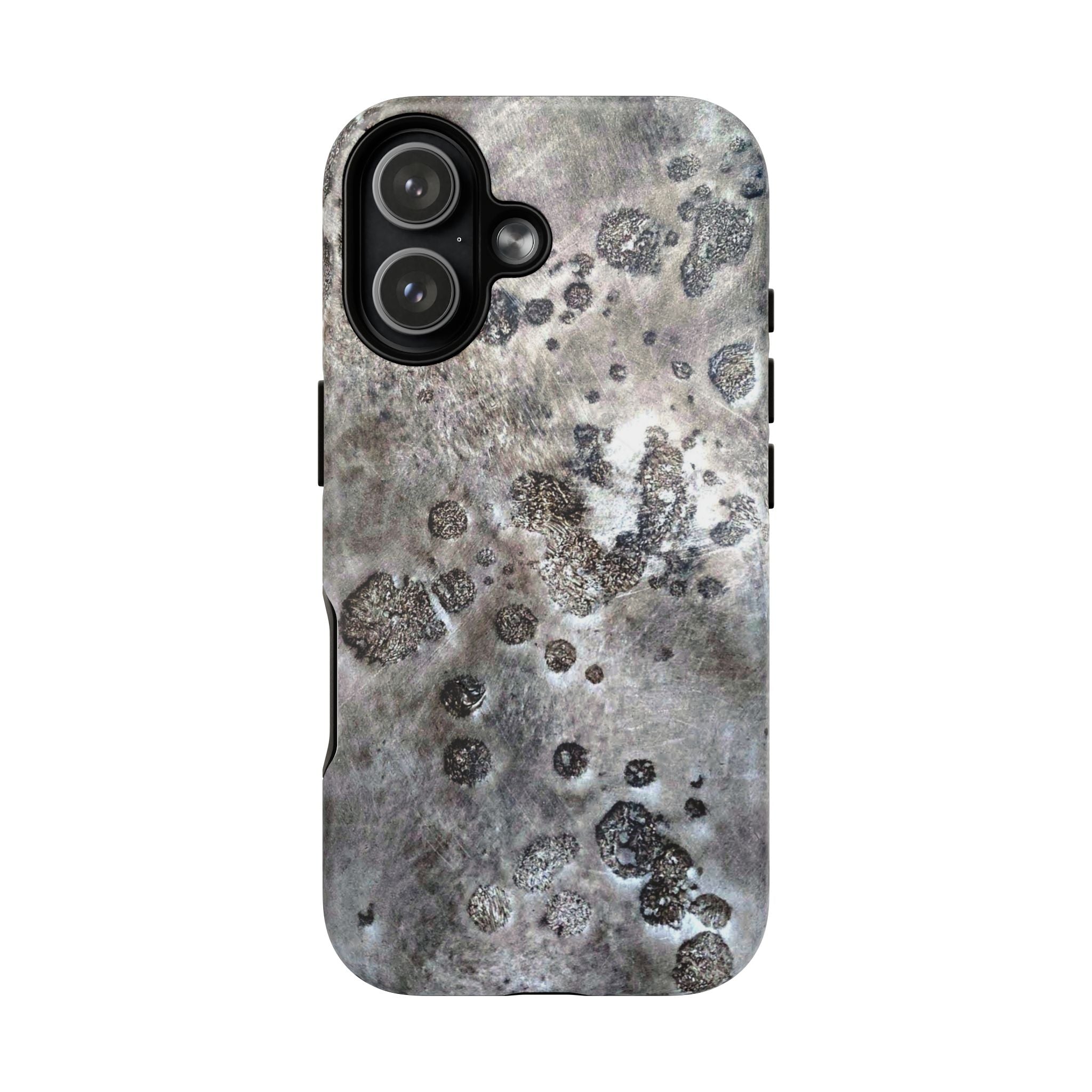 Magnetic iphone case with a Lunar Moon Rock Design is as tough as it looks with 2 layer shell compatible with MagSafe Accessories