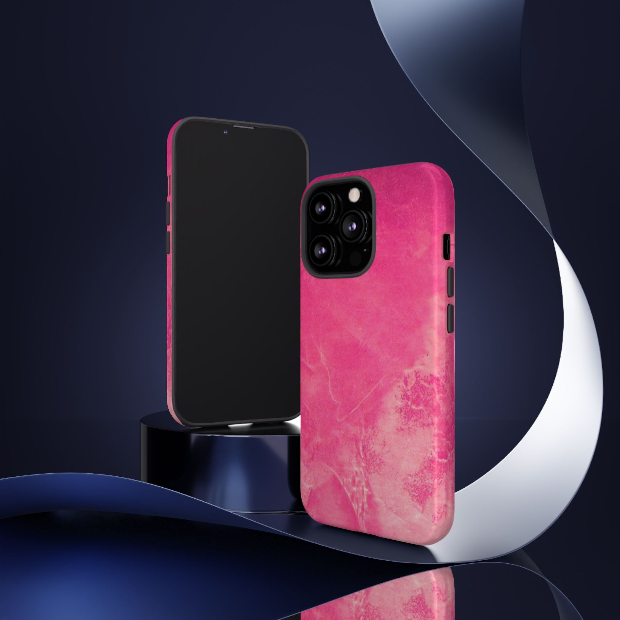 phone case in glossy or matte Hot Pink Marble Design with UV and impact resistance protection