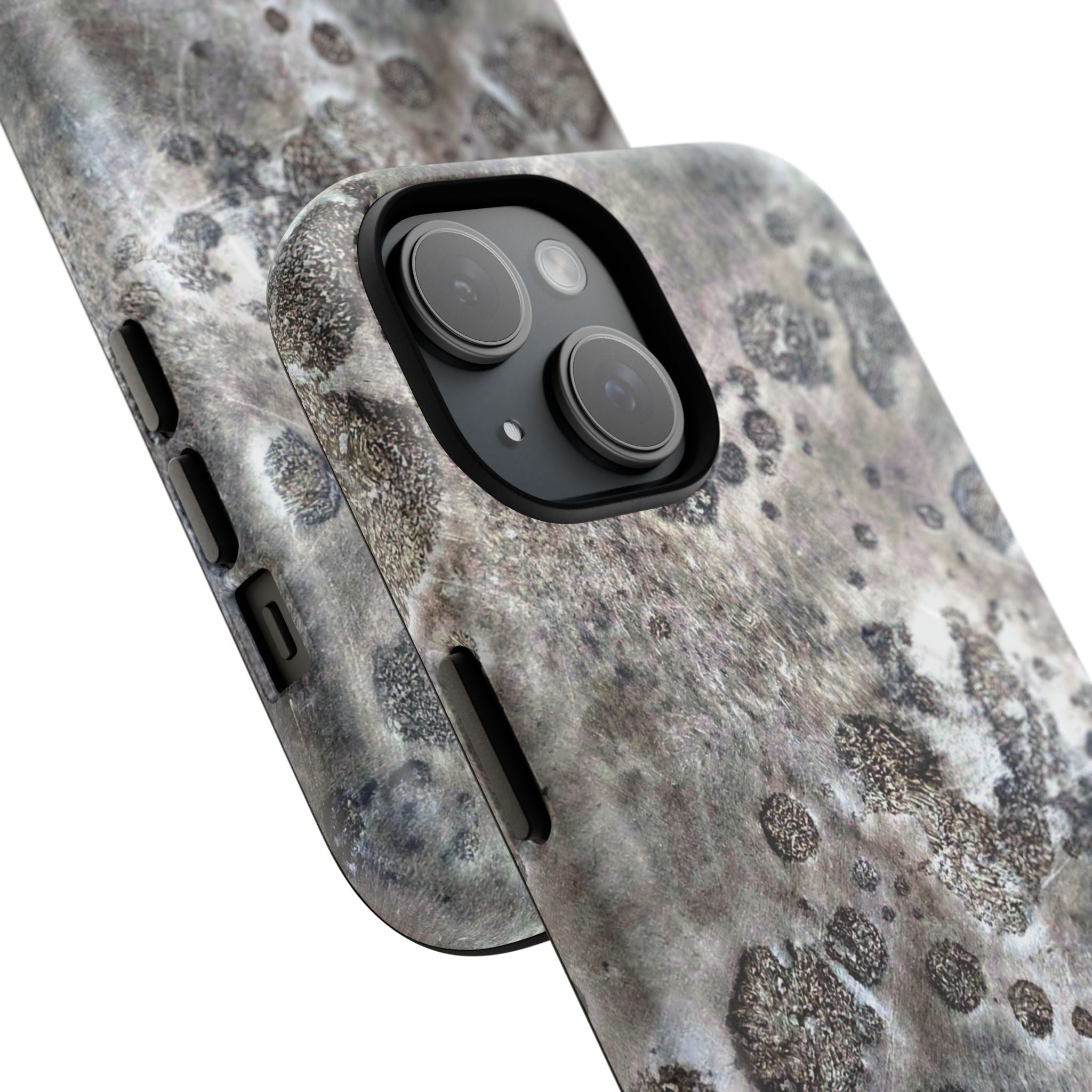 Magnetic iphone case with a Lunar Moon Rock Design is as tough as it looks with 2 layer shell compatible with MagSafe Accessories