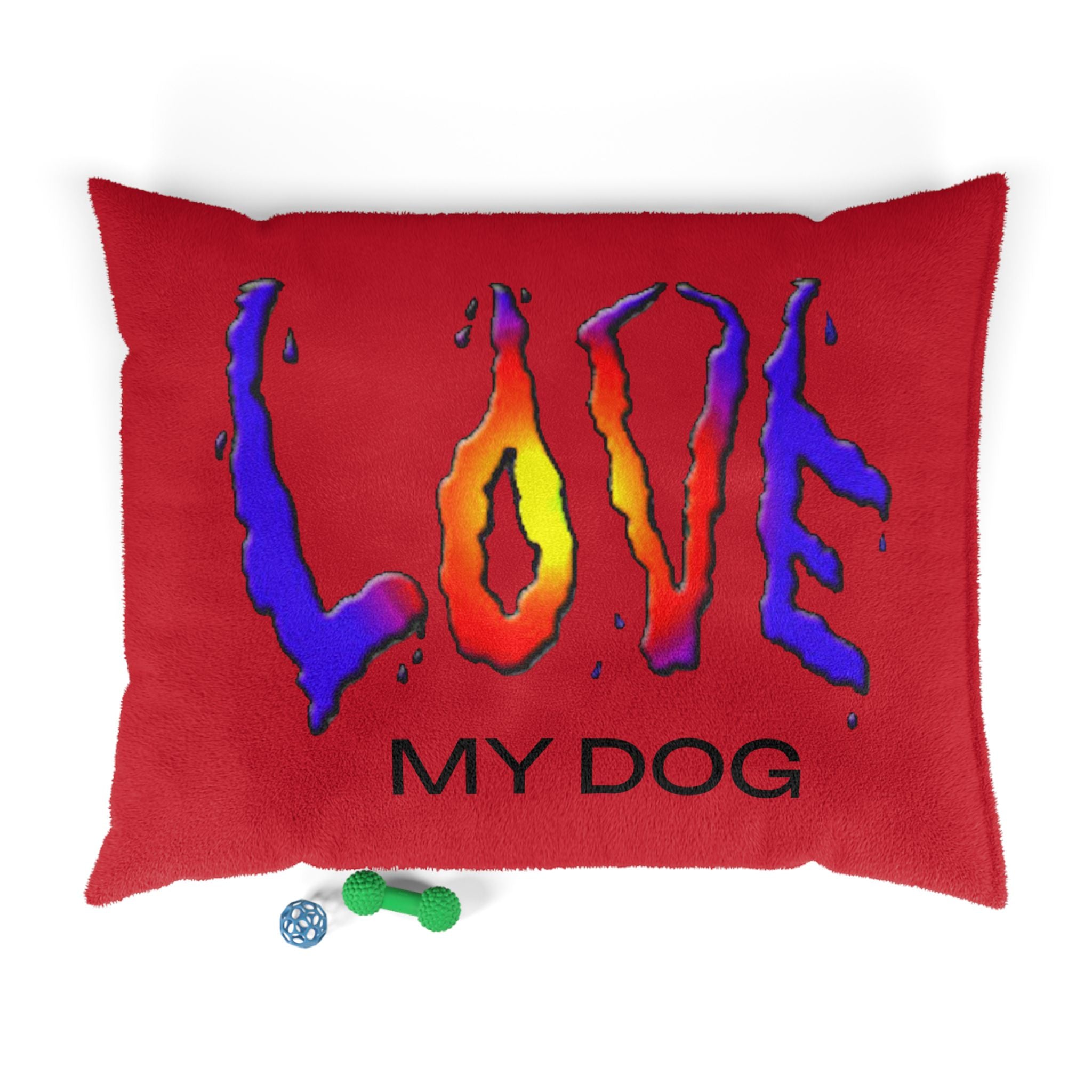 Vibrant Red Dog Bed -  Comfy with LOVE Art Design by Studio Blitz