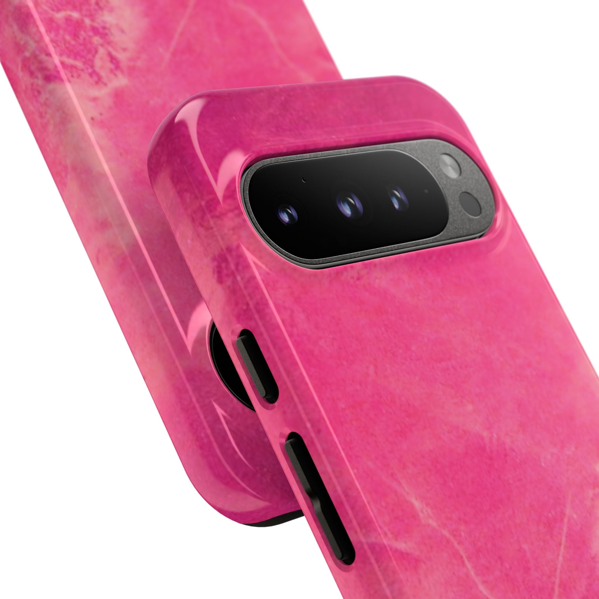 phone case in glossy or matte Hot Pink Marble Design with UV and impact resistance protection