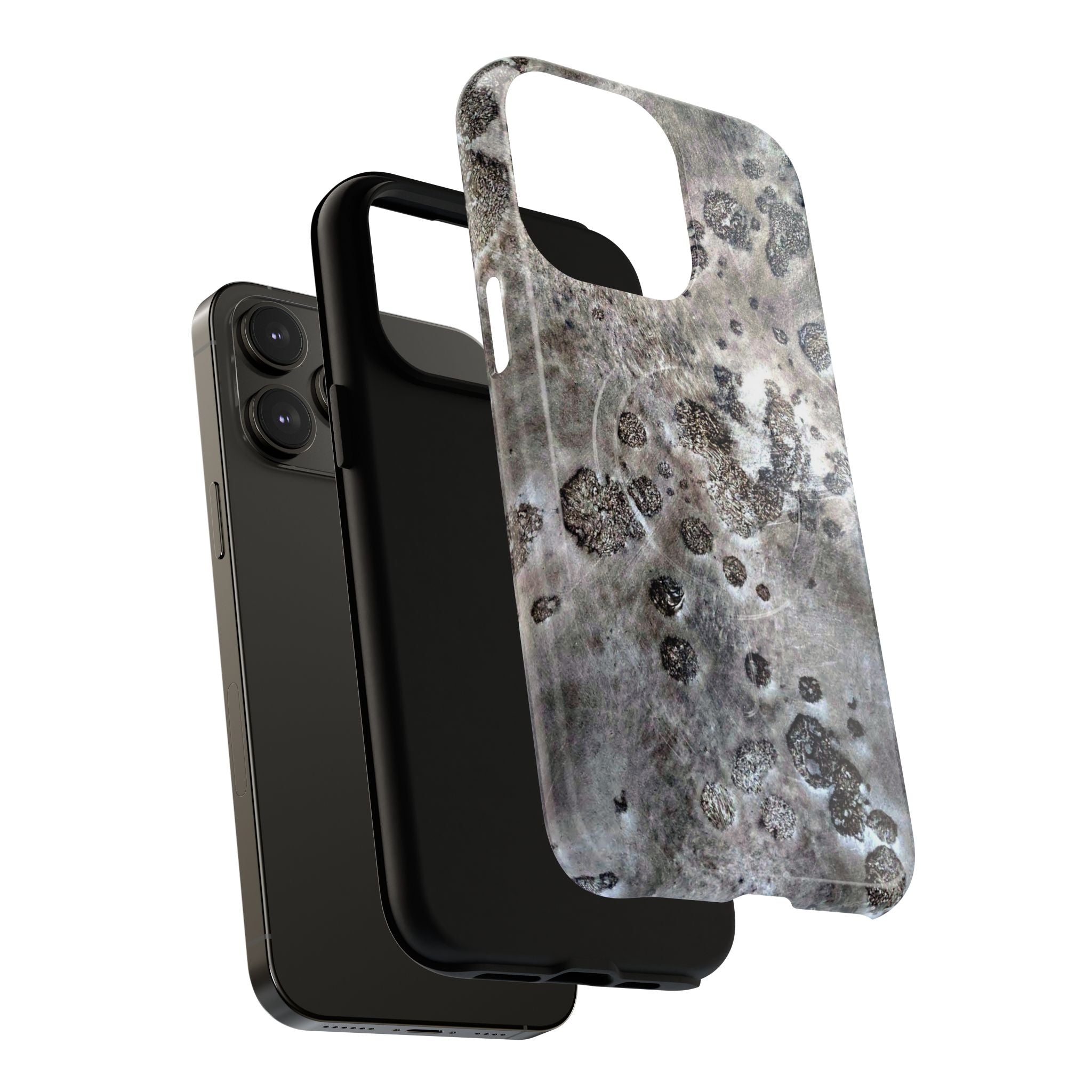Magnetic iphone case with a Lunar Moon Rock Design is as tough as it looks with 2 layer shell compatible with MagSafe Accessories