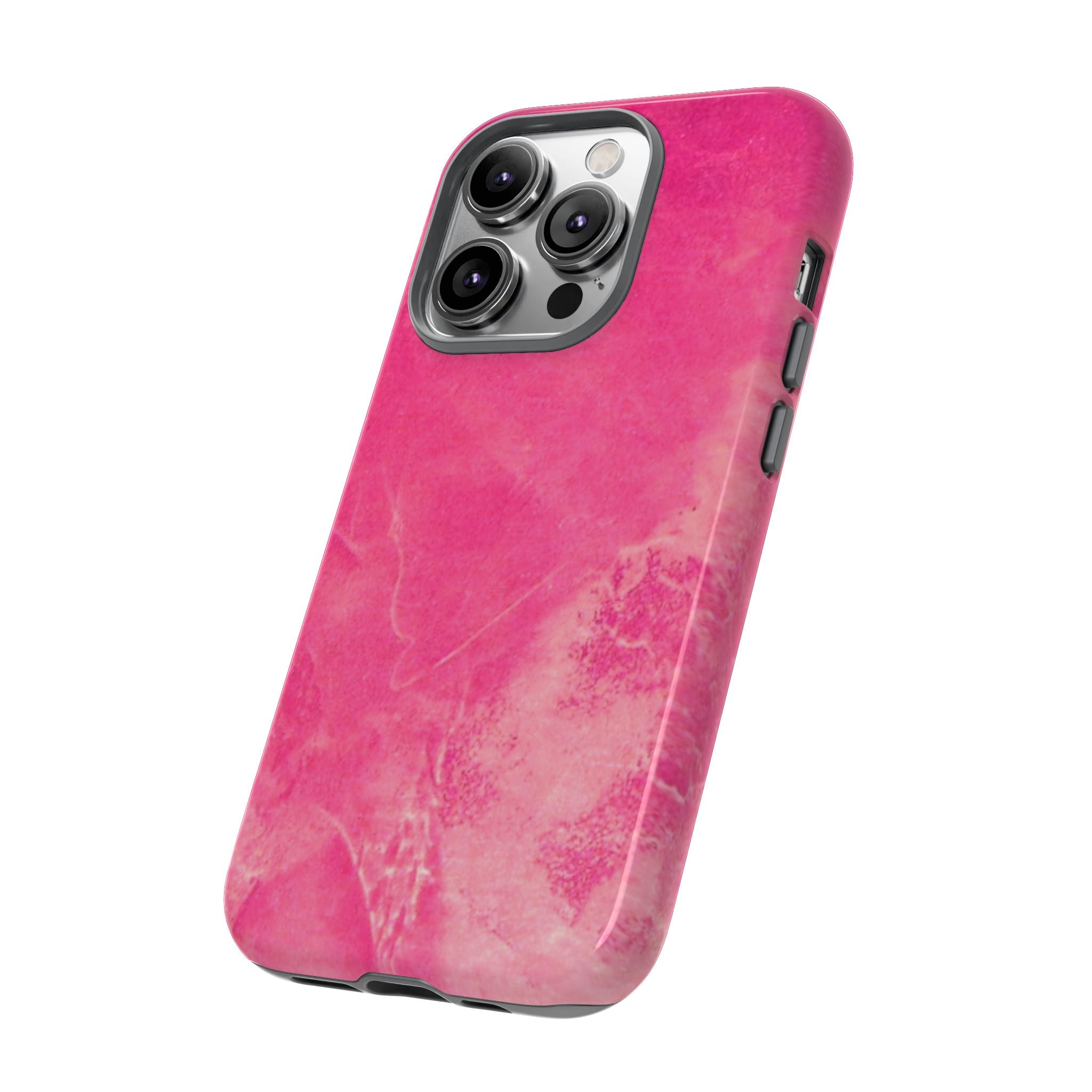 phone case in glossy or matte Hot Pink Marble Design with UV and impact resistance protection