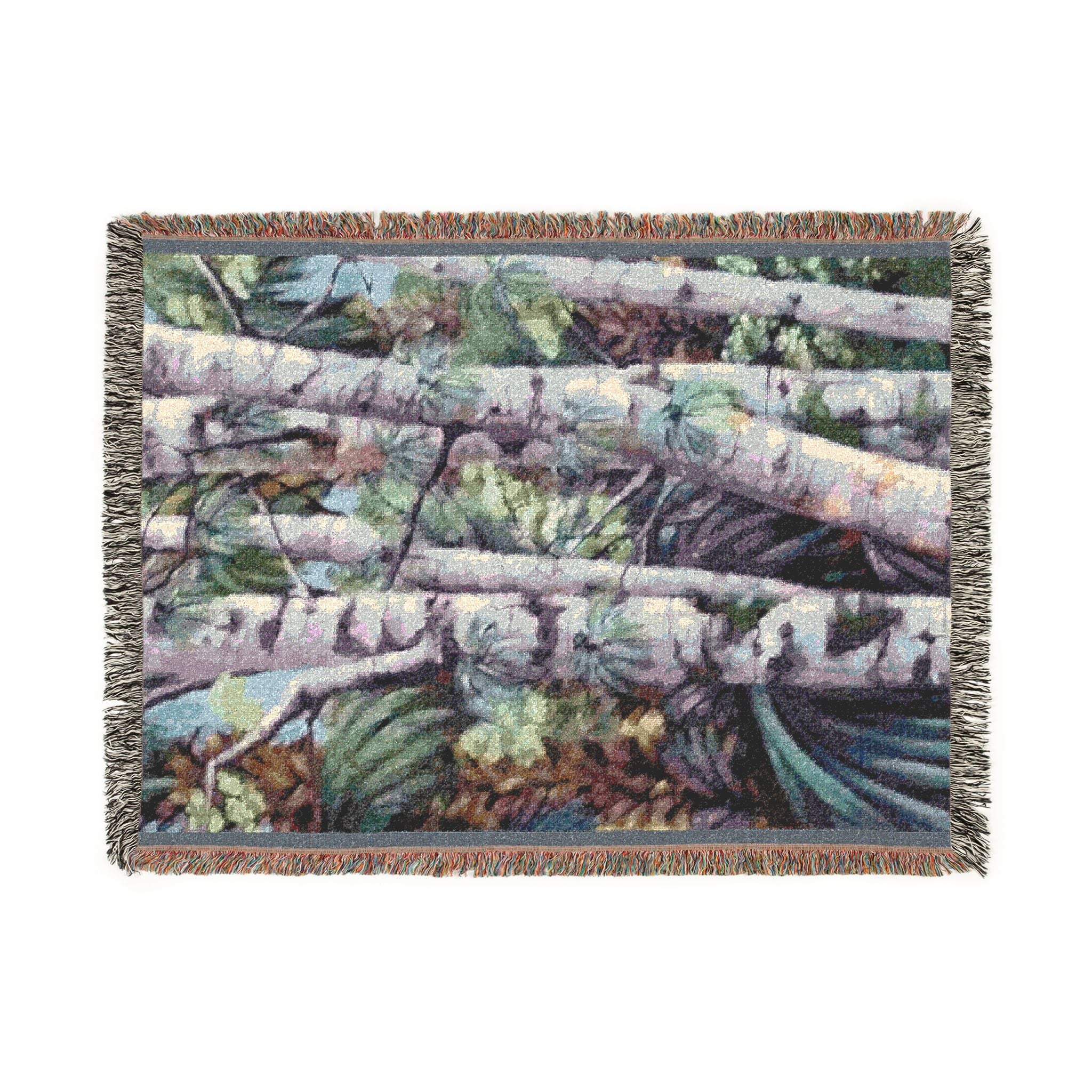 Throw Blanket - Woven and so Comfy features Painted Majestic White Birch Trees