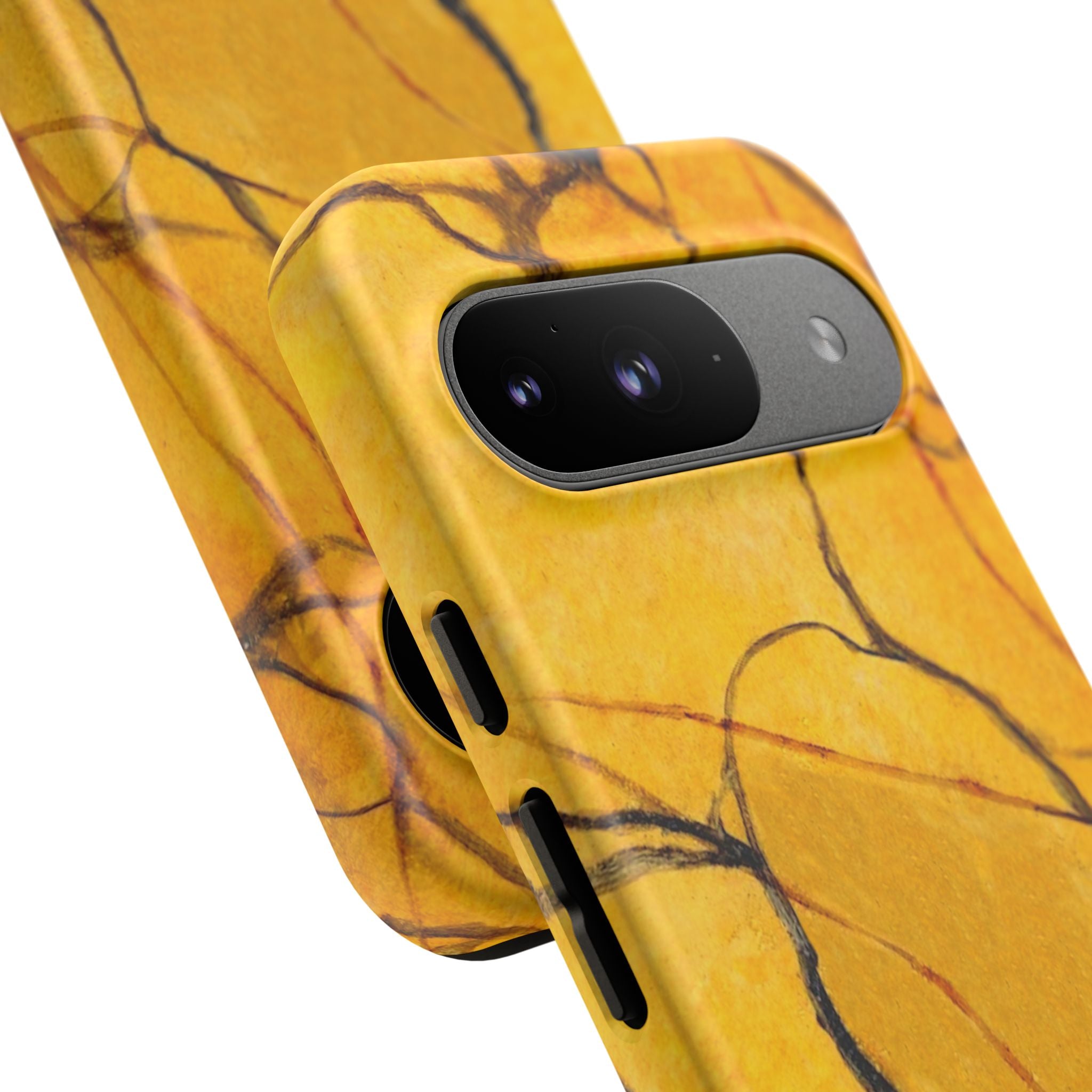  phone case in eye catching gold marble design in glossy or matte finish with silicone lining and hard shell for impact and UV resistance