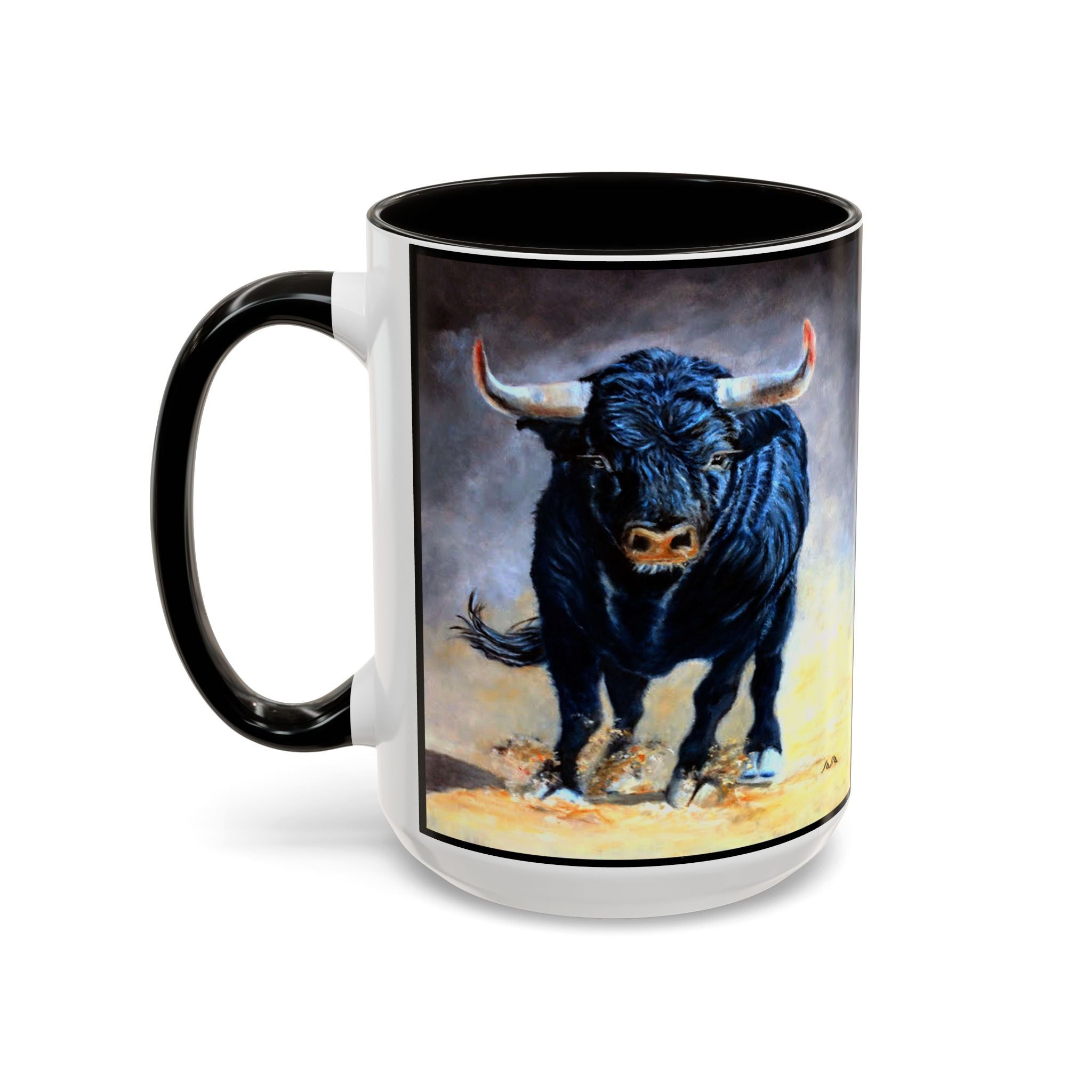 Mugs - premium ceramic 11oz. & 15oz. - artist painted Charging Bull