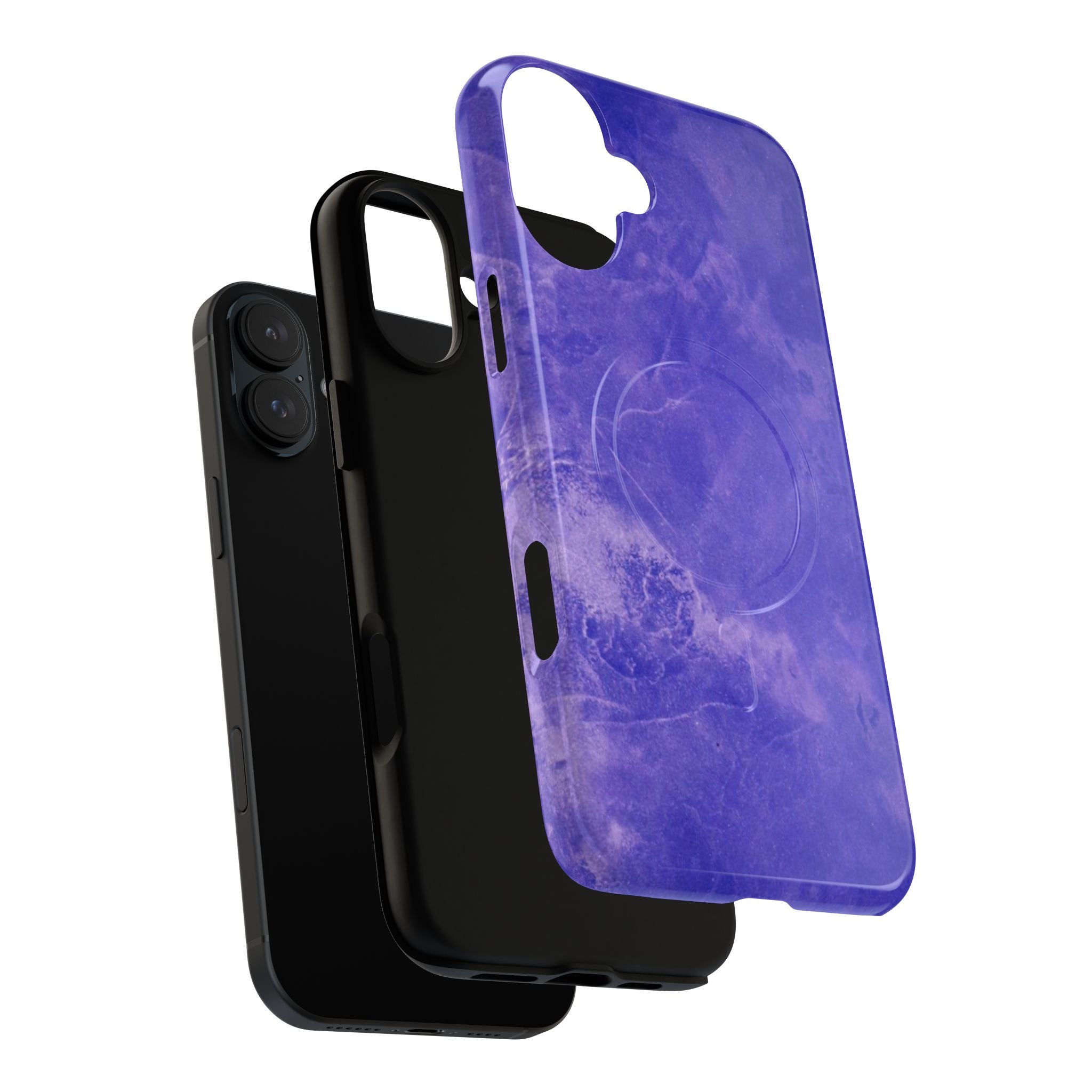 Magnetic iphone case in Blue abstract design with dual layers for toughness and  compatible with MagSafe Accessories