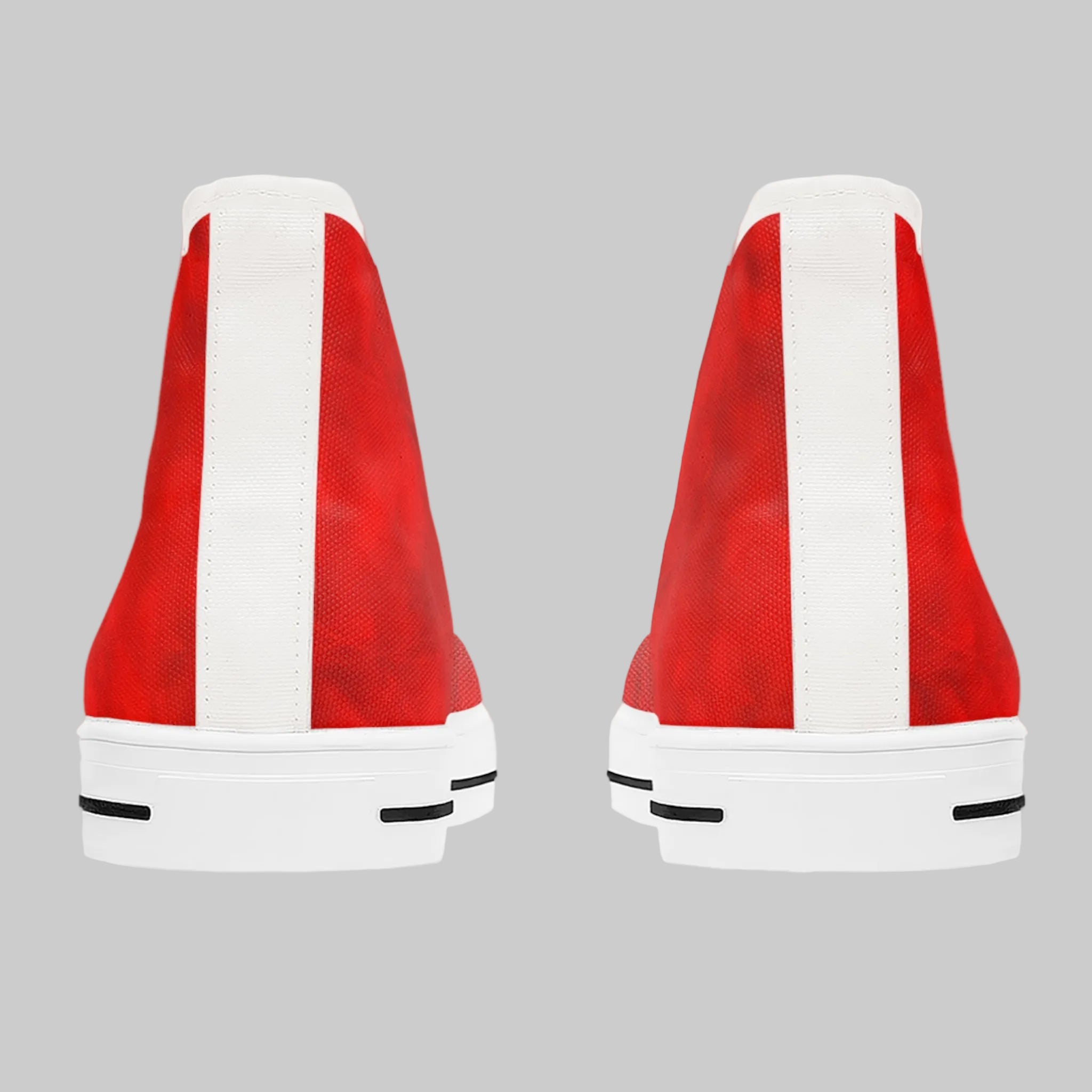 High Top Sneakers - Trendy Red Abstract Design with Accents