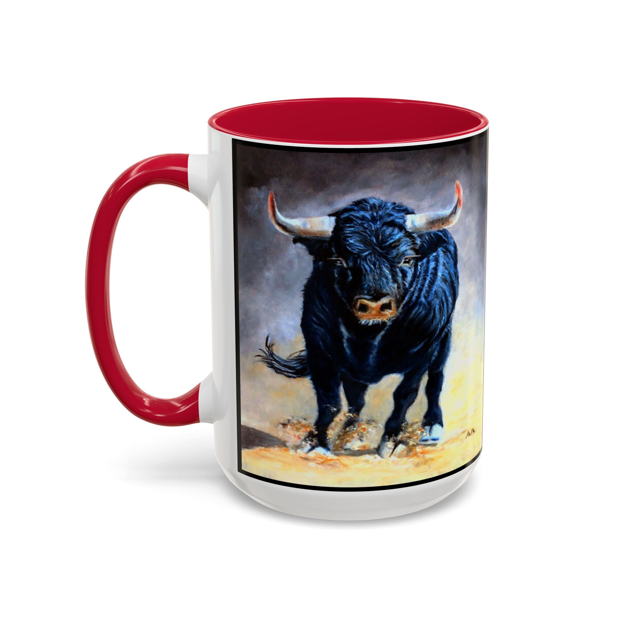 Mugs - premium ceramic 11oz. & 15oz. - artist painted Charging Bull