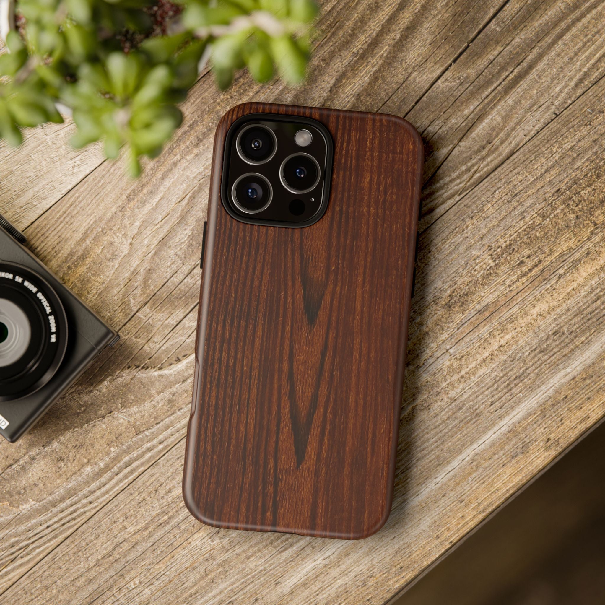 Phone Case in Fine Wood Grain Design with rustic, rugged good looks with toughness and durability for UV and impact resistance protection
