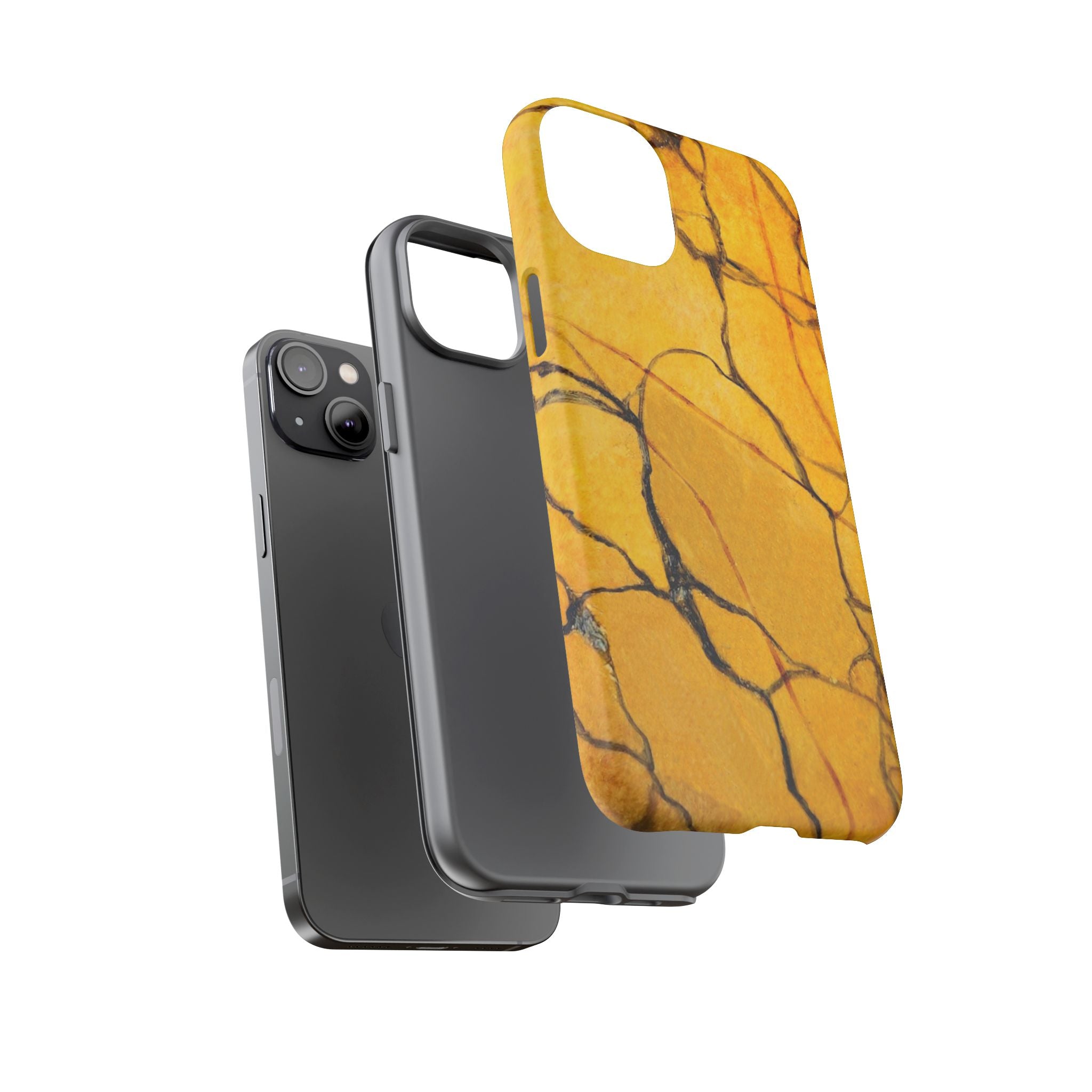  phone case in eye catching gold marble design in glossy or matte finish with silicone lining and hard shell for impact and UV resistance