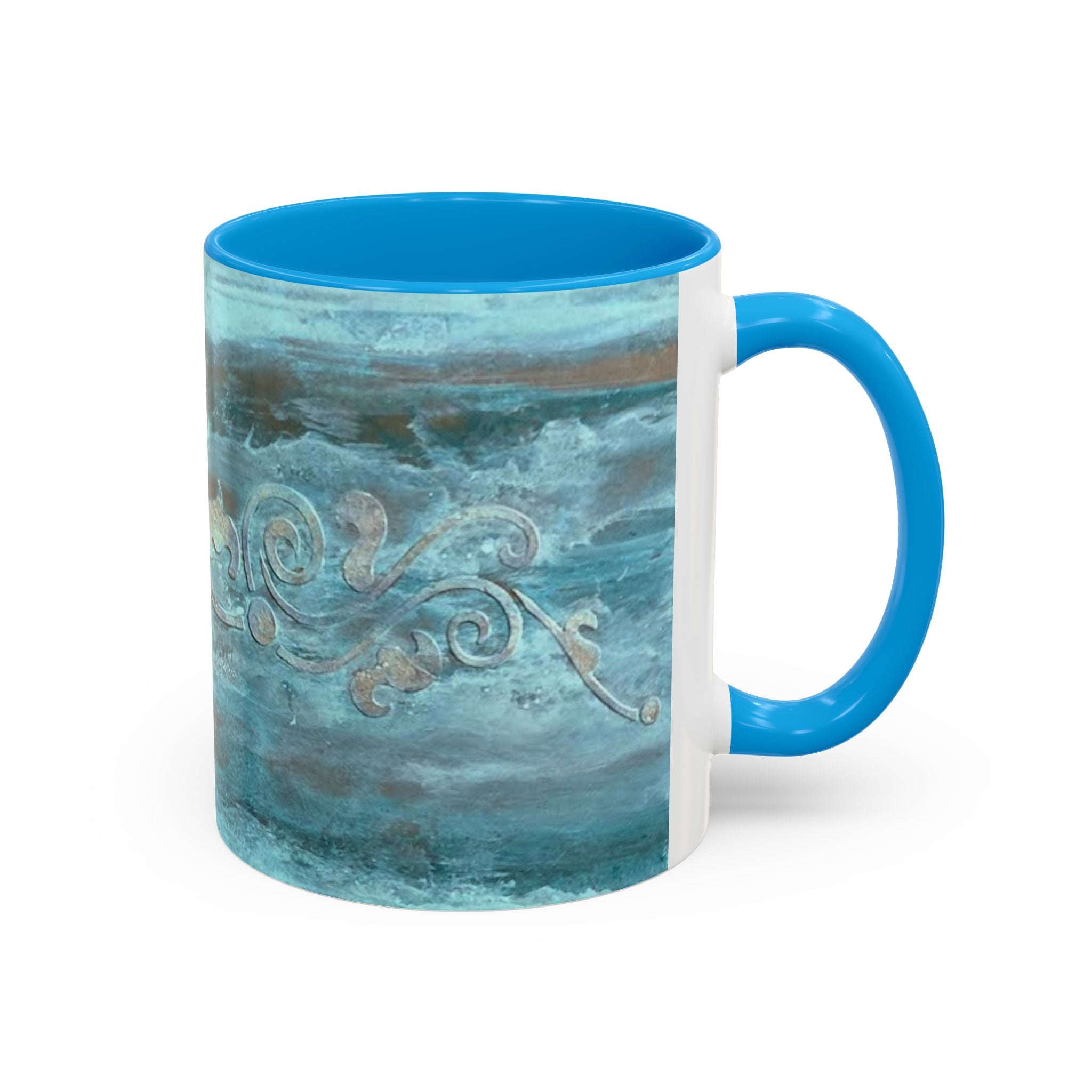 Mugs - Artistically painted with scrolled design 15oz & 11oz by Studio Blitz