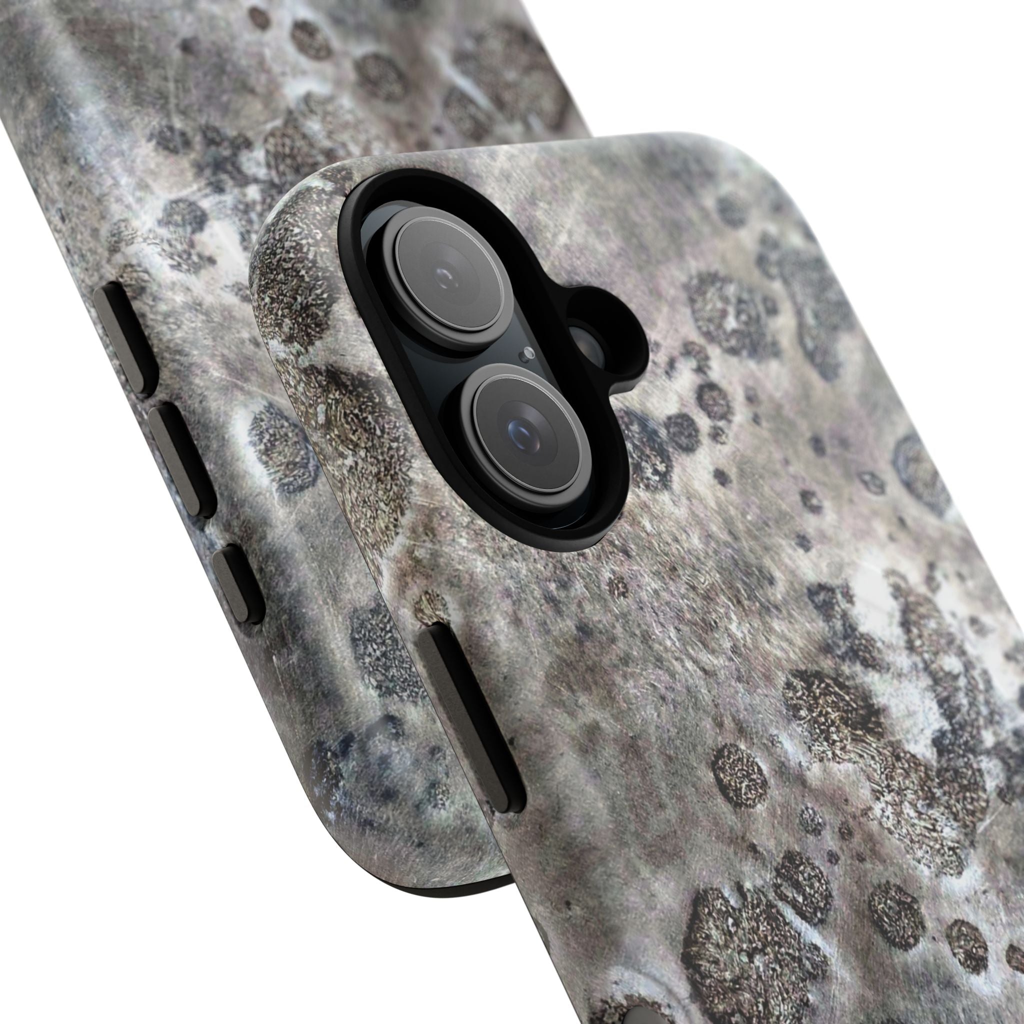 Magnetic iphone case with a Lunar Moon Rock Design is as tough as it looks with 2 layer shell compatible with MagSafe Accessories