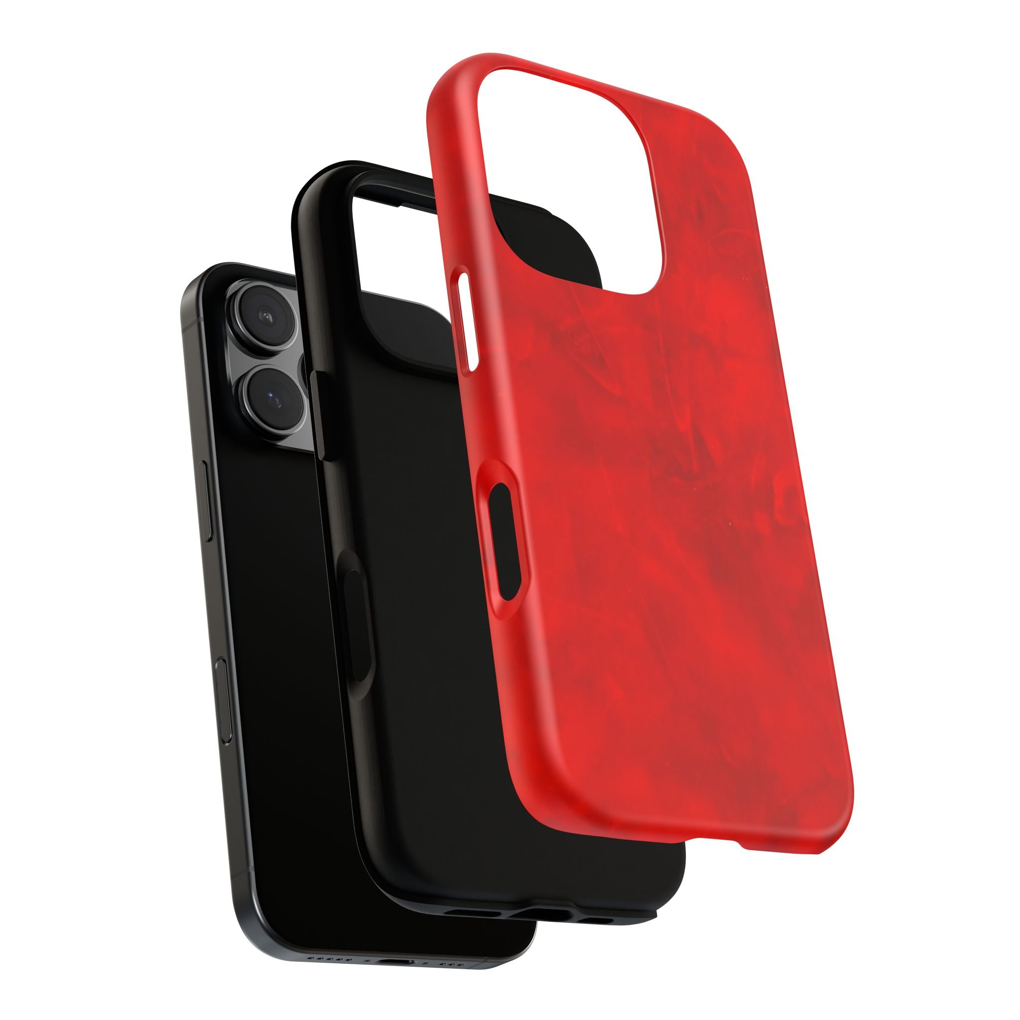 Phone Case in Hot Red Leather-like Design with Dual Layer for Shock Impact and UV Protection