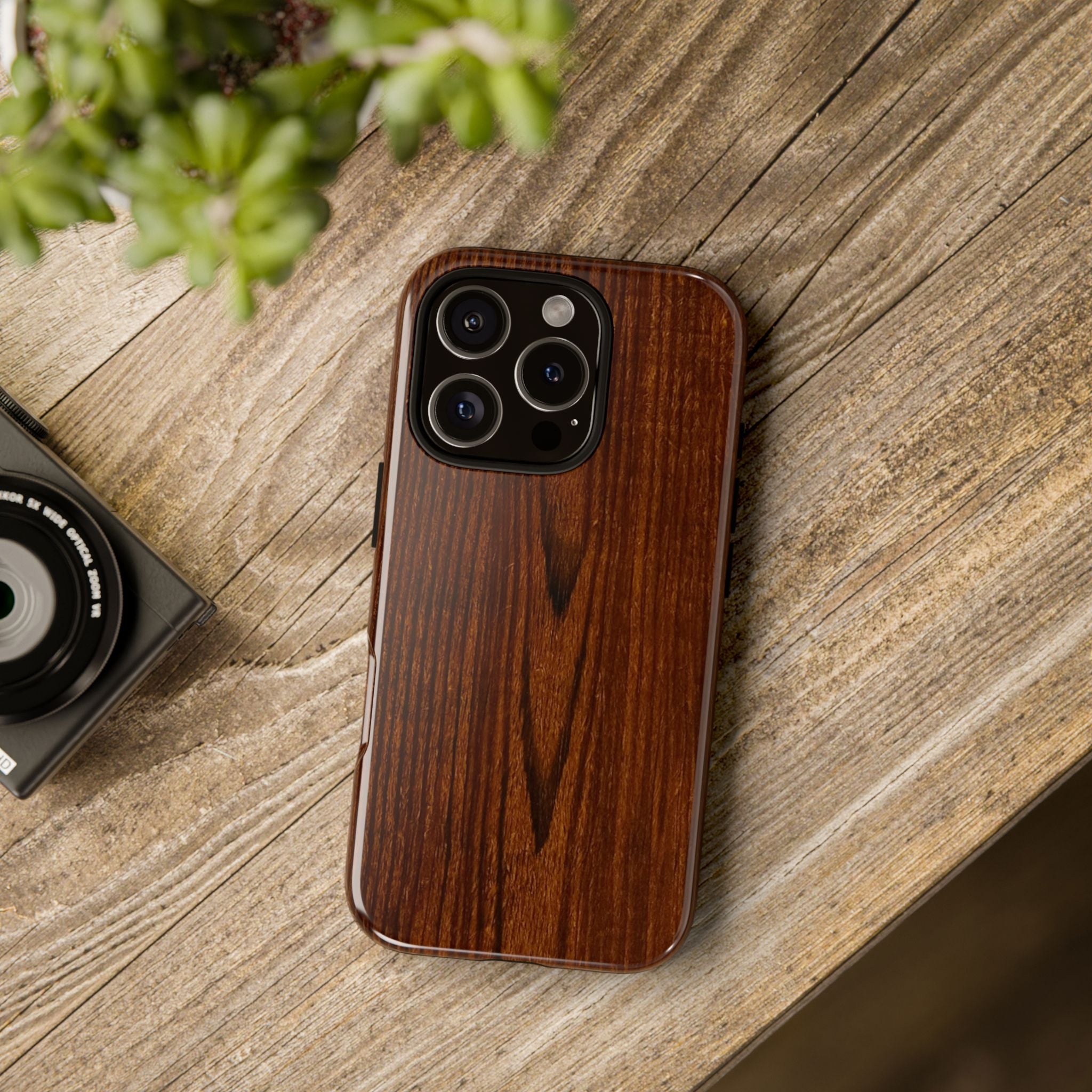 Phone Case in Fine Wood Grain Design with rustic, rugged good looks with toughness and durability for UV and impact resistance protection