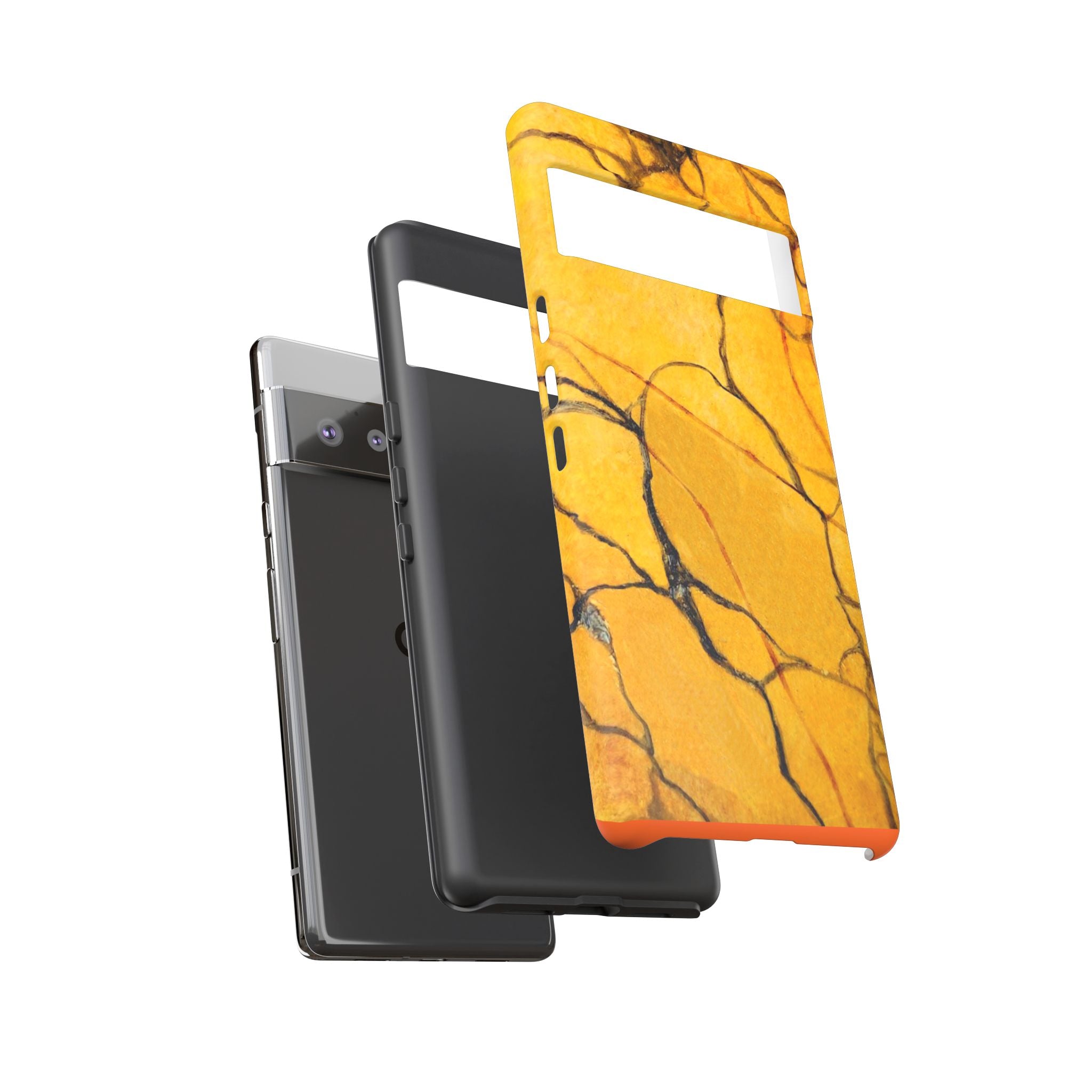  phone case in eye catching gold marble design in glossy or matte finish with silicone lining and hard shell for impact and UV resistance
