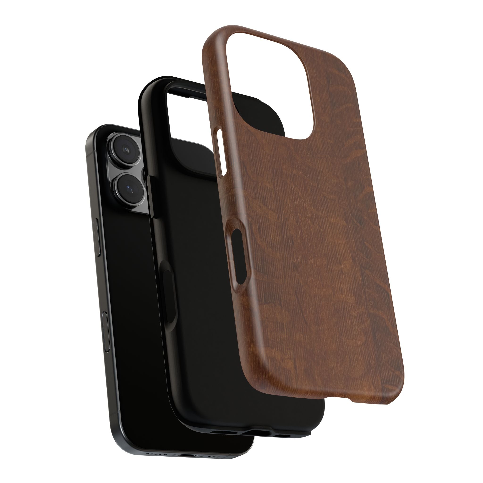 Phone case with 3D Wrap Unique Wood Grain Design - Tough and Durable in Glossy or Matte finish