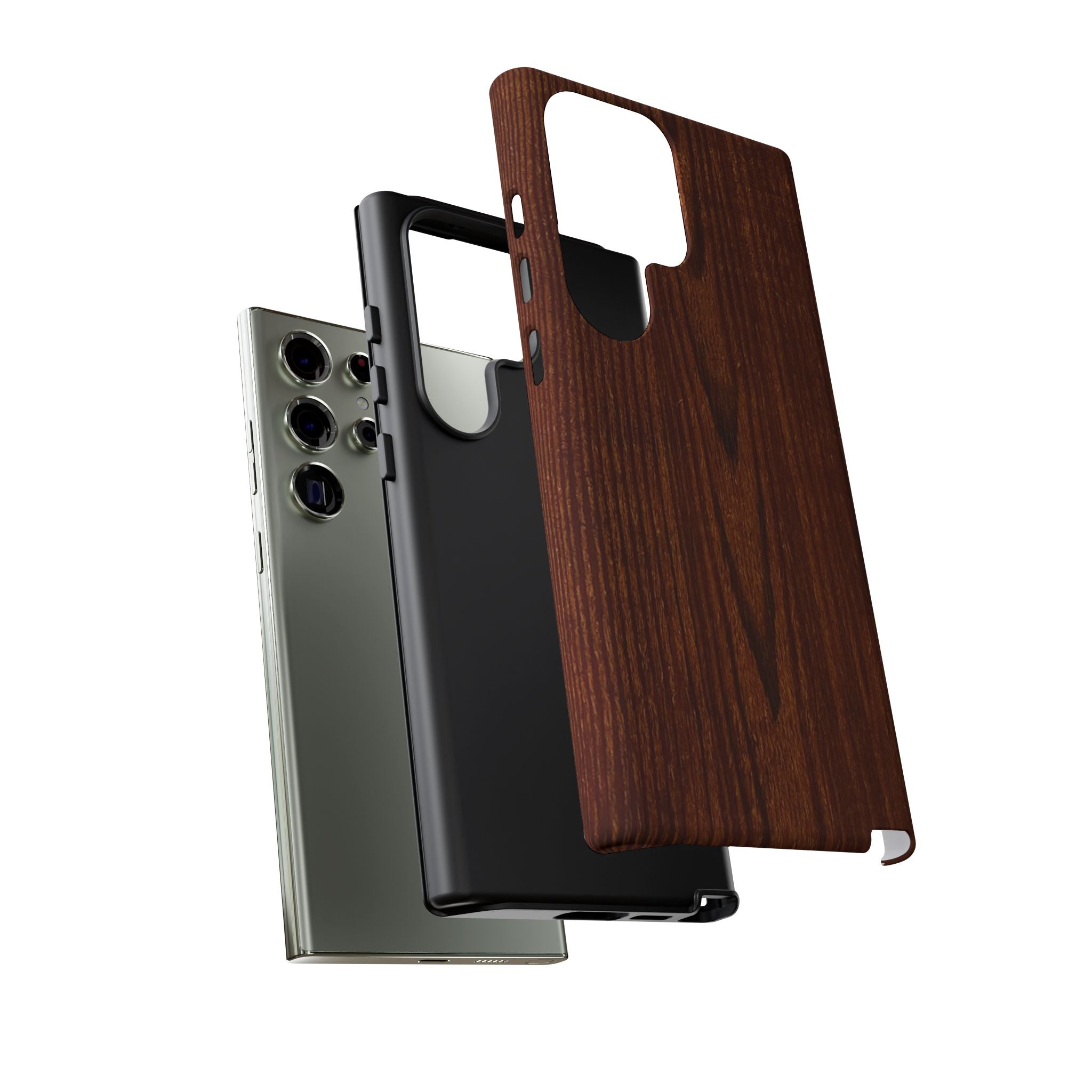 Phone Case in Fine Wood Grain Design with rustic, rugged good looks with toughness and durability for UV and impact resistance protection