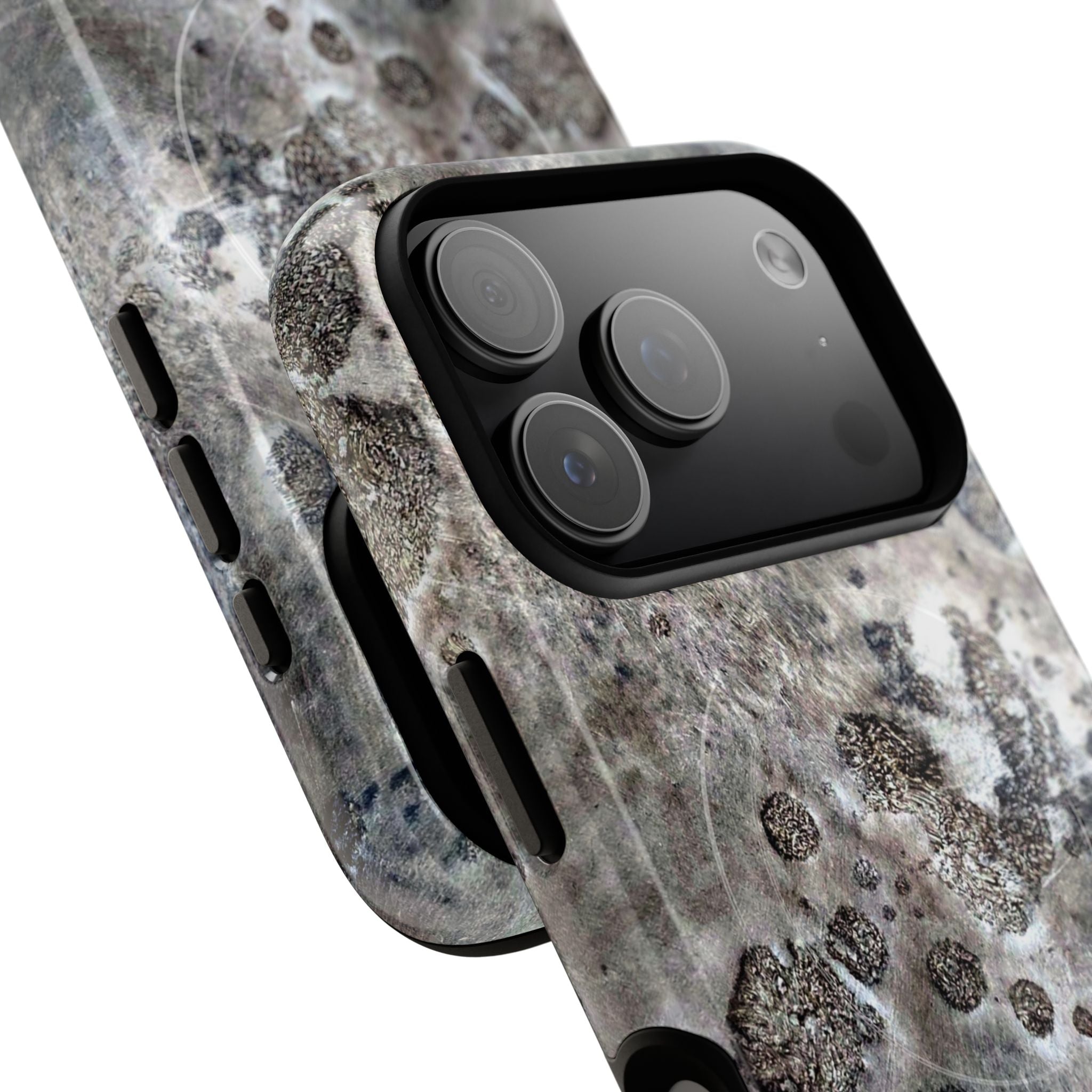 Magnetic iphone case with a Lunar Moon Rock Design is as tough as it looks with 2 layer shell compatible with MagSafe Accessories