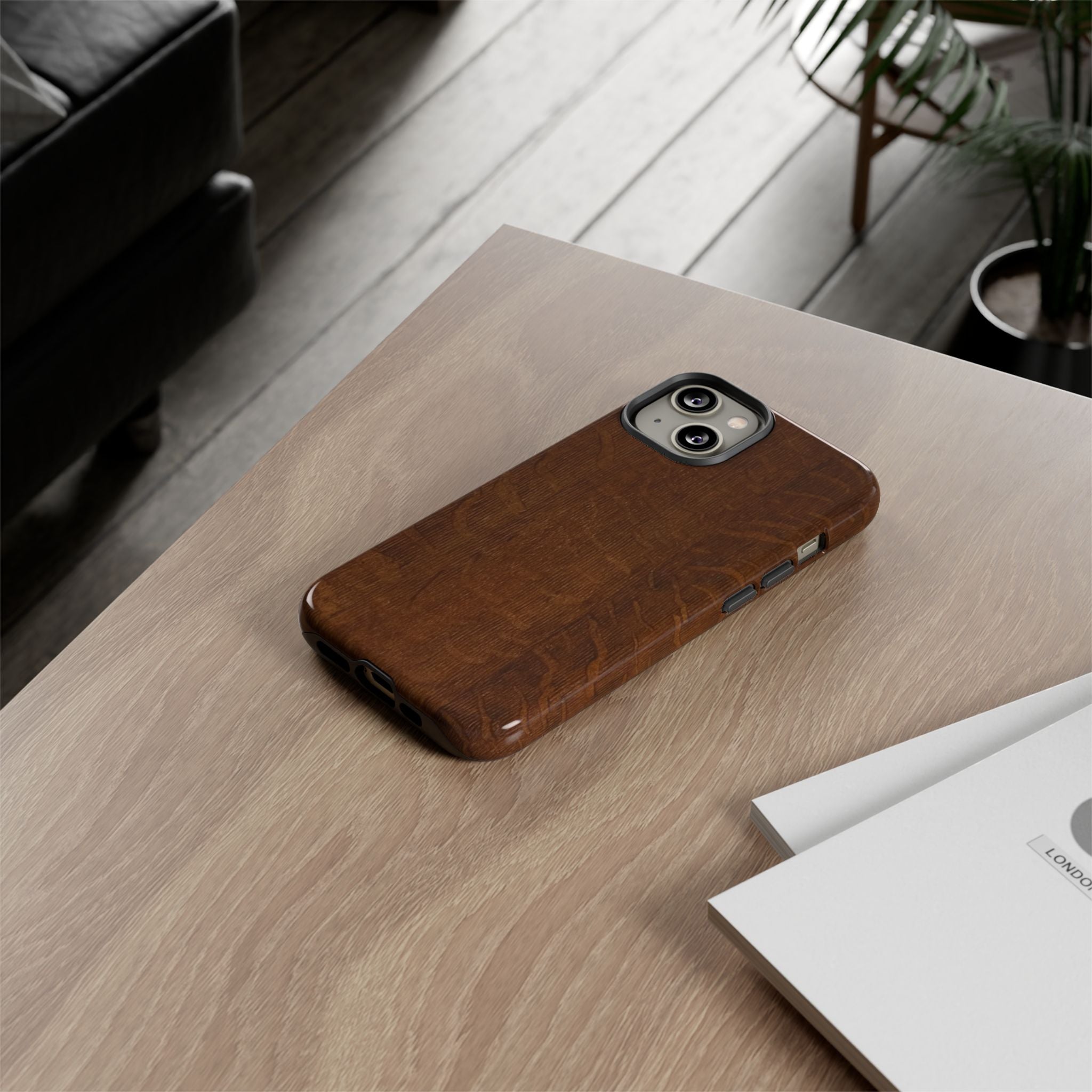 Phone case with 3D Wrap Unique Wood Grain Design - Tough and Durable in Glossy or Matte finish