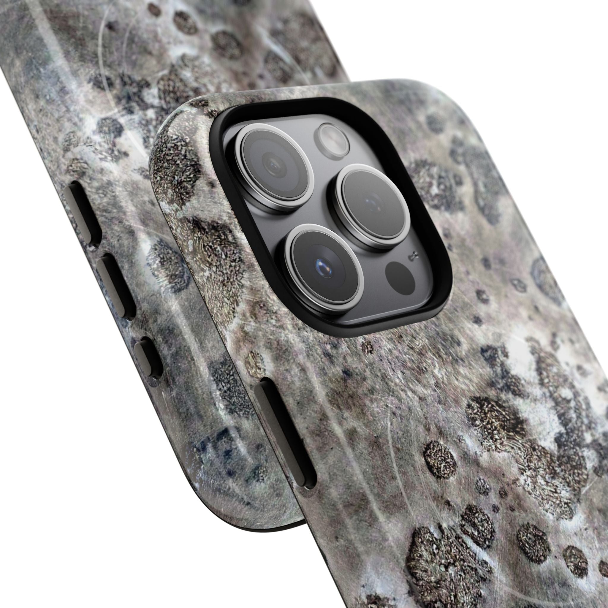 Magnetic iphone case with a Lunar Moon Rock Design is as tough as it looks with 2 layer shell compatible with MagSafe Accessories