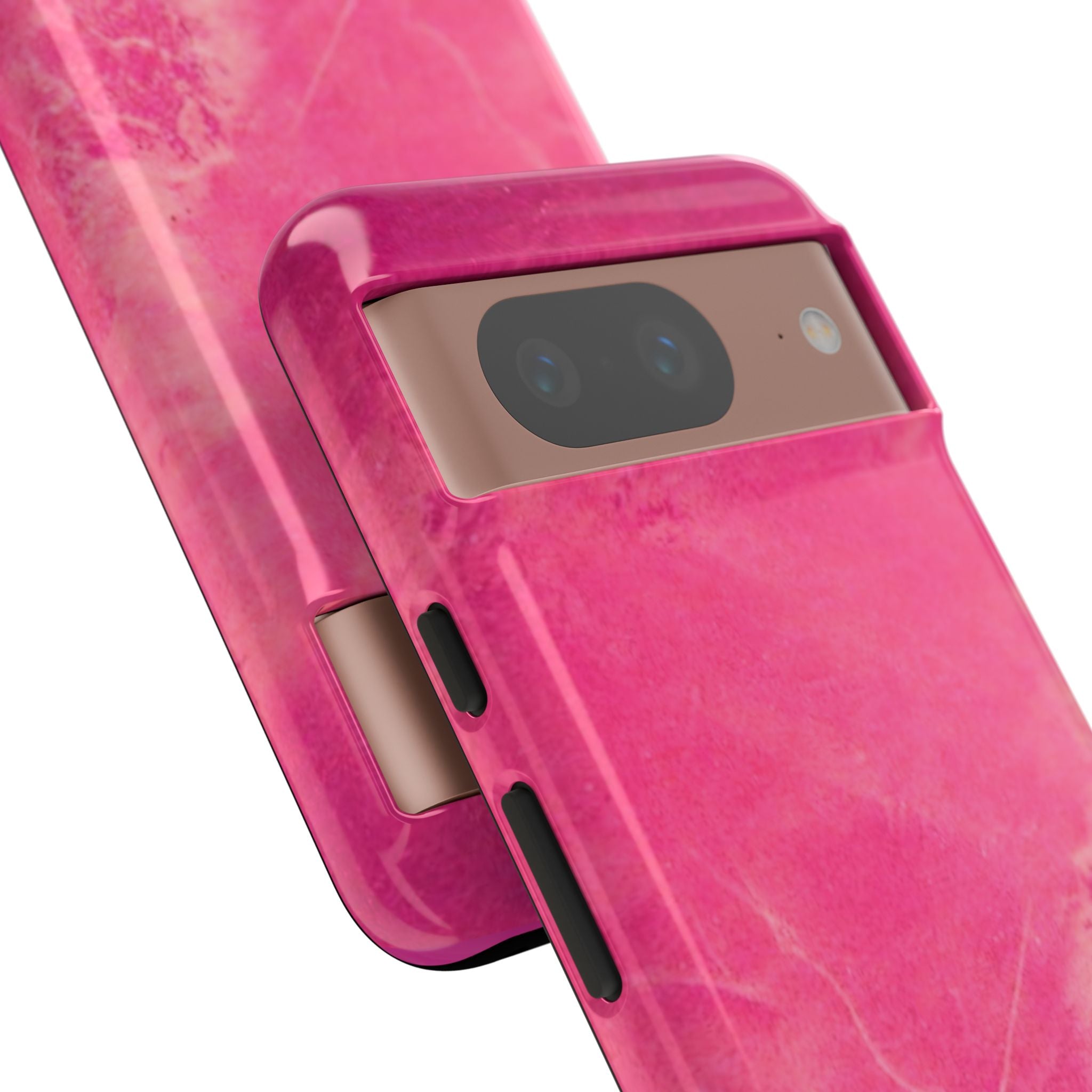 phone case in glossy or matte Hot Pink Marble Design with UV and impact resistance protection