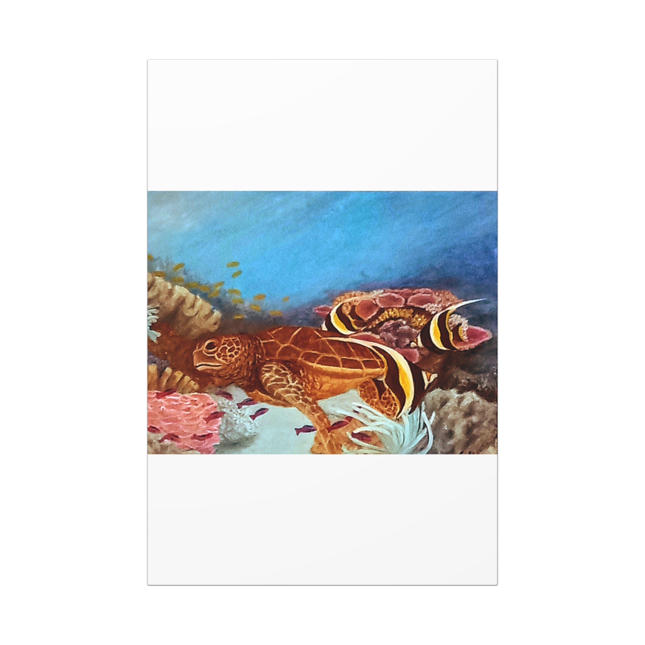 Canvas Print Art Wrap — Tropical Reef Sea Turtle Wall Decor for Turtle Lovers painted by Studio Blitz