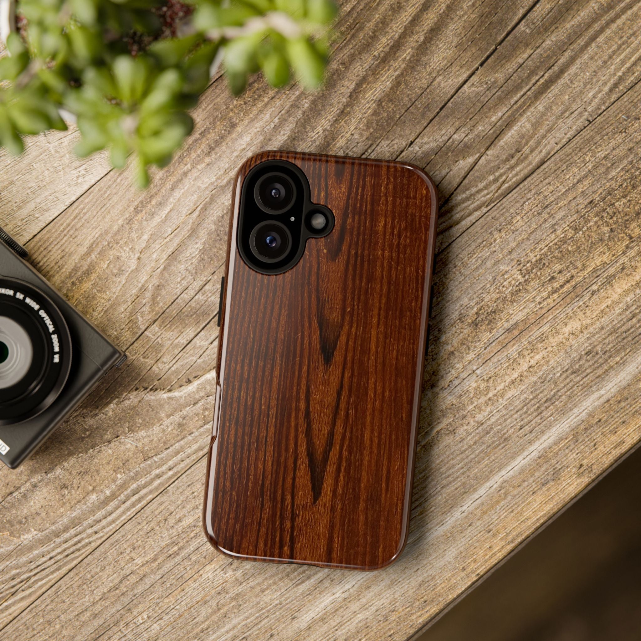 Phone Case in Fine Wood Grain Design with rustic, rugged good looks with toughness and durability for UV and impact resistance protection