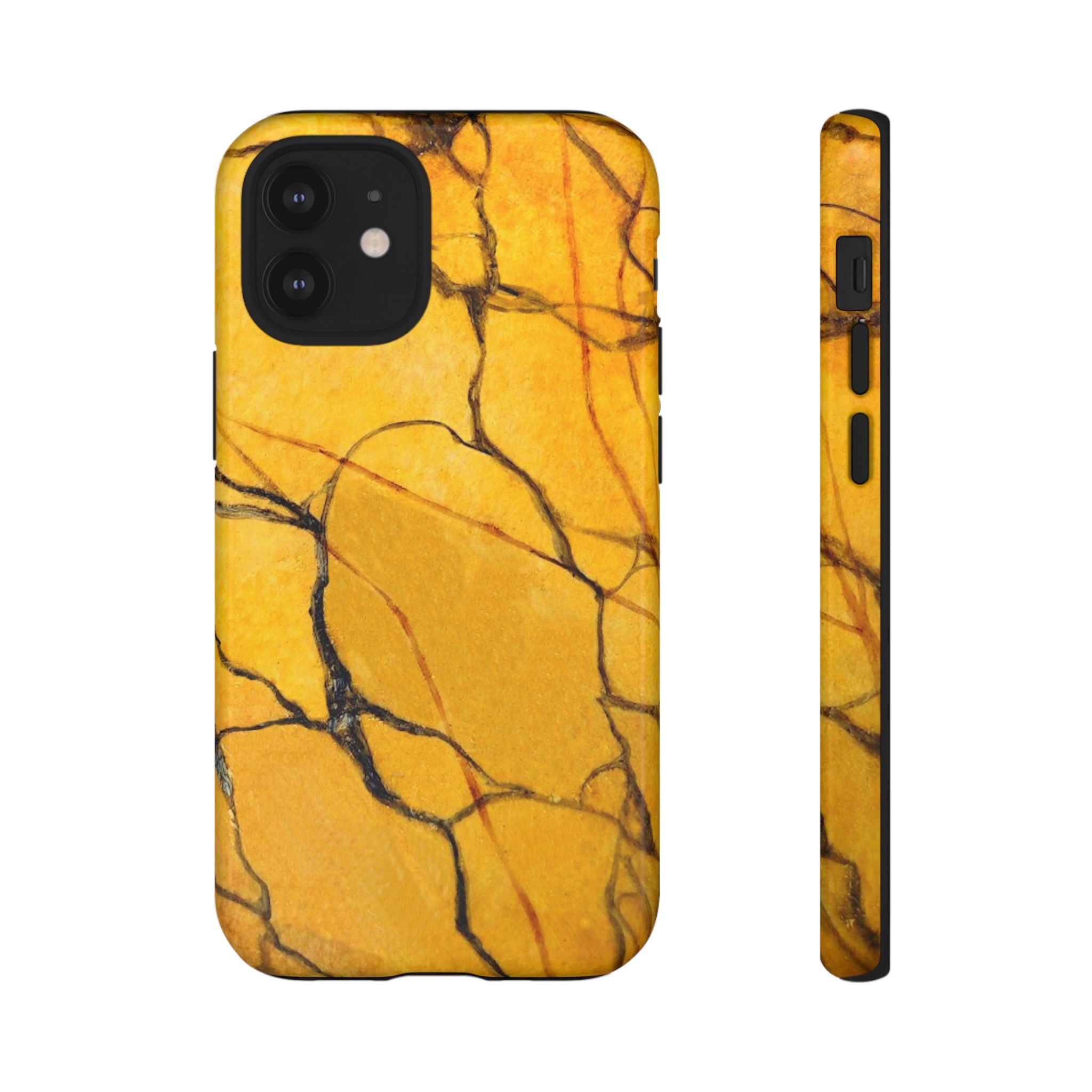  phone case in eye catching gold marble design in glossy or matte finish with silicone lining and hard shell for impact and UV resistance