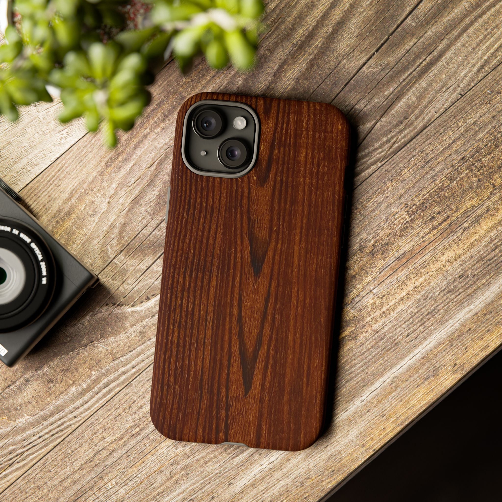 Phone Case in Fine Wood Grain Design with rustic, rugged good looks with toughness and durability for UV and impact resistance protection