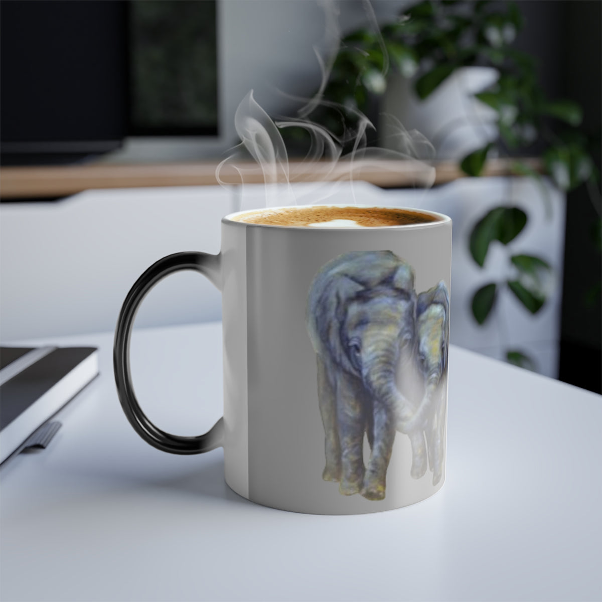 Mug Painted with Elephant Besties