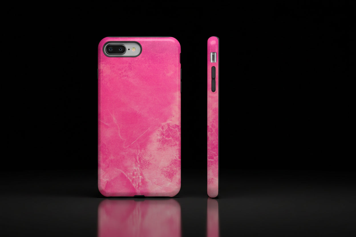 phone case in glossy or matte Hot Pink Marble Design with UV and impact resistance protection