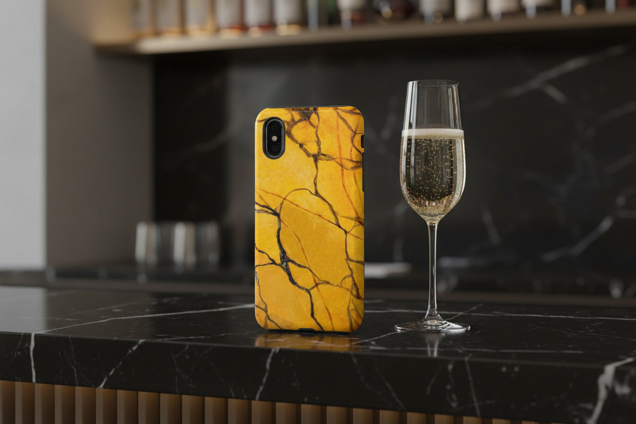  phone case in eye catching gold marble design in glossy or matte finish with silicone lining and hard shell for impact and UV resistance