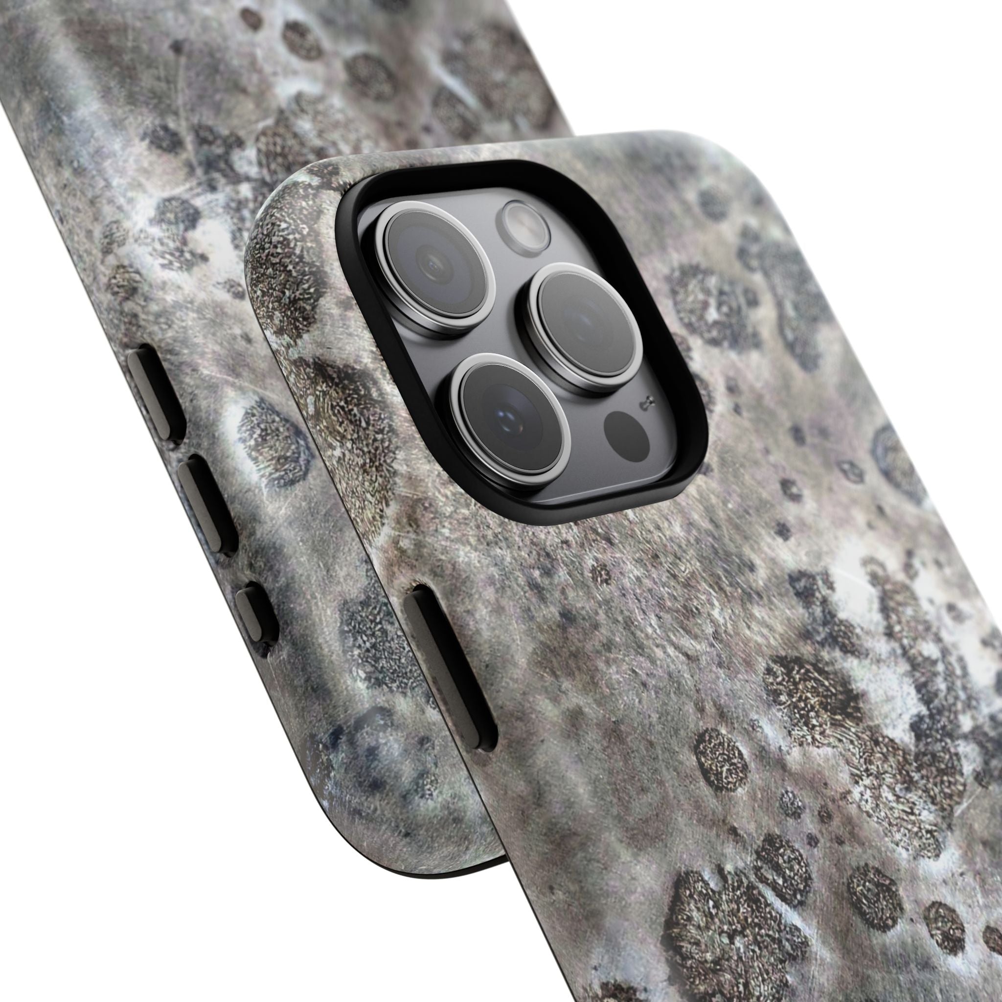 Magnetic iphone case with a Lunar Moon Rock Design is as tough as it looks with 2 layer shell compatible with MagSafe Accessories